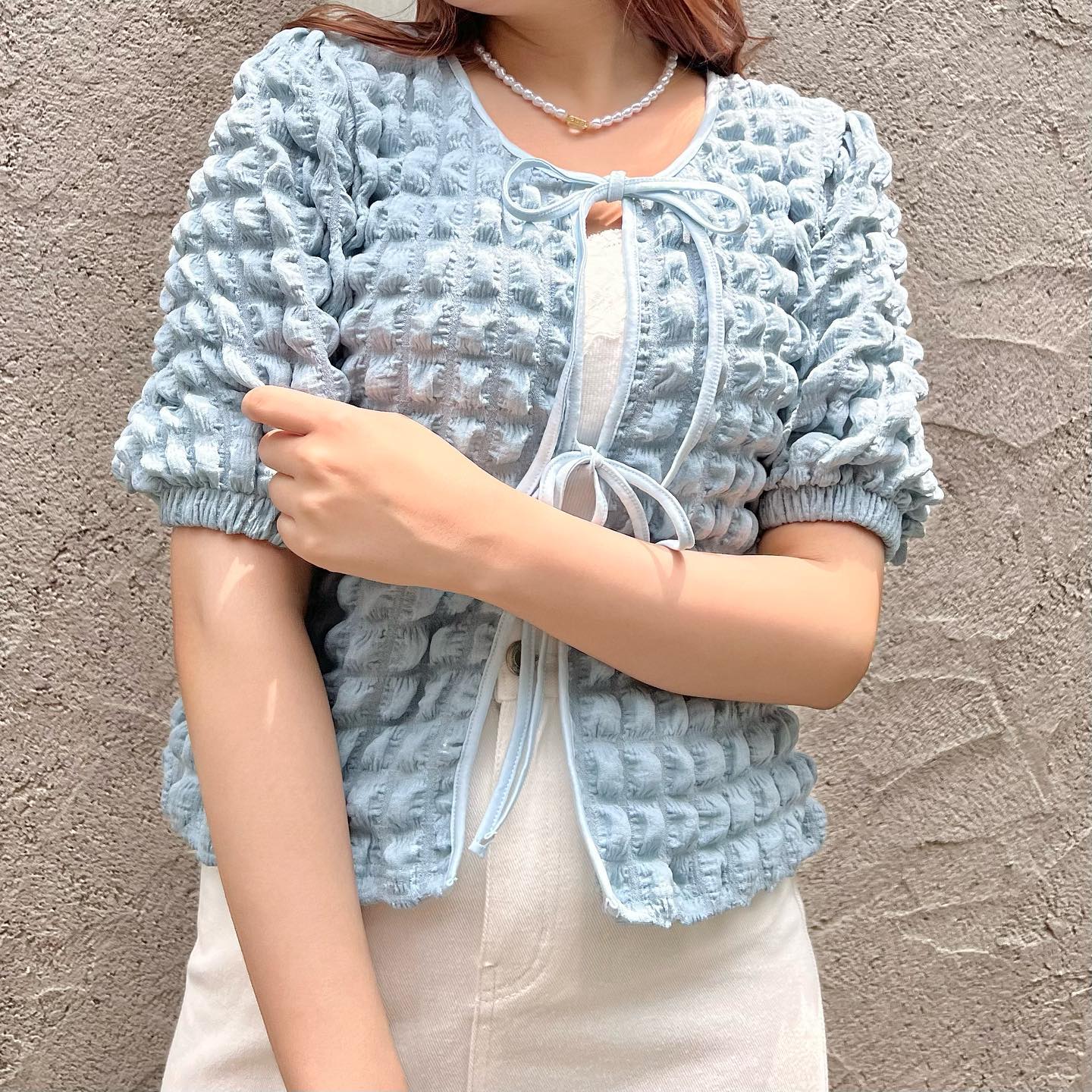 ♡今週店頭入荷のポコポコカーデ大人気で即完売したアイテムがカラー展開を変えて再入荷?前後2wayです！————————————————EM241511T0082wayポコポコカーデ¥2530 with tax⁡⁡#emsexcite #エムズエキサイト#emsexciteコーデ#ootd#code#夏服#プチプラ#プチプラコーデ#夏コーデ#新作#人気アイテム#ポコポコカーデ#ポコポコ#2way#カーデ#リボンカーデ#ダブルリボン#オソロコーデ#韓国コーデ#韓国ファッション#きょこ#量産型#ライブ参戦#カラーコーデ#トレンドファッション#参戦服⁡