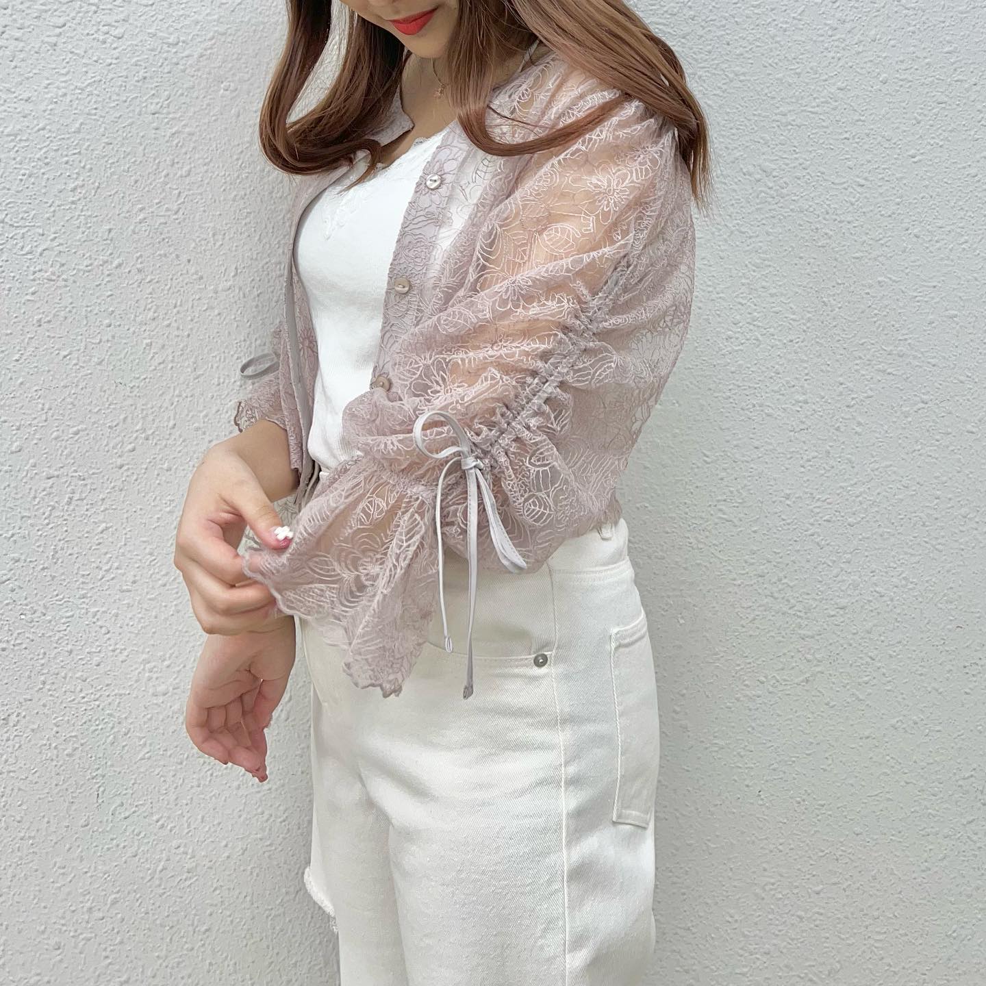 ♡今週店頭入荷繊細なレースが高見えします！袖のリボンがポイント————————————————EE241523G001袖シャーリング花柄カーデ¥3630 with tax ⁡⁡#emsexcite #エムズエキサイト#emsexciteコーデ#ootd#code#夏服#プチプラ#プチプラコーデ#夏コーデ#新作#人気アイテム#レースカーデ#シャーリング#花柄カーデ#高見え#大人ガーリー#ガーリーコーデ#オソロコーデ#韓国コーデ#韓国ファッション#きょこ#量産型#ライブ参戦#カラーコーデ#トレンドファッション#参戦服⁡