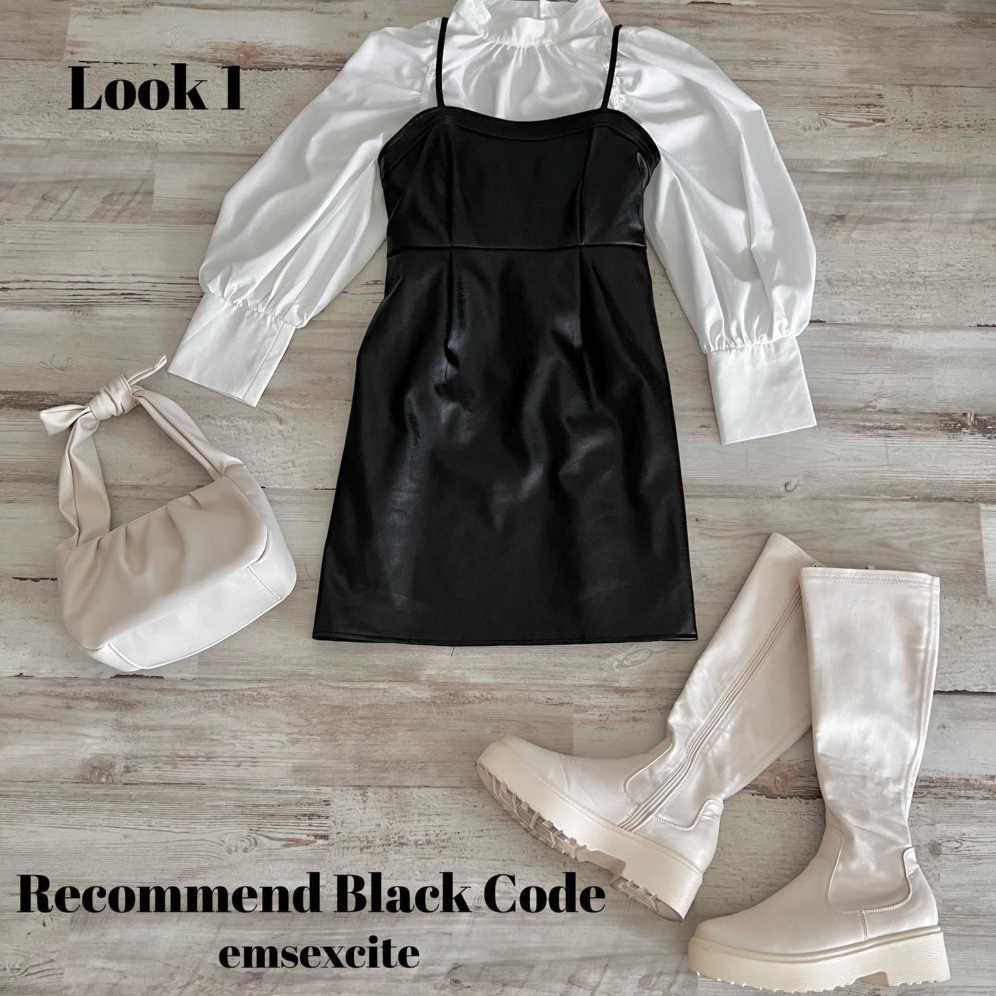 ♡Recommend  Black Code一部先見せアイテムもございます！⁡①ブラウス&キャミワンピースセット¥4950ロングブーツ¥4290結びハンドルバッグ¥3190⁡②フリルスリーブブラウスセット¥3850ベルト付ミニプリーツスカート¥2970キルティングバニティショルダー¥3630ウッドソール厚底シューズ¥4290⁡③肩リボンキャミワンピ¥3850チェックシアー長袖カットソー¥2090スクエア厚底ローファー¥4290⁡④配色シャーリングニットプルオーバー¥3190フロントボタンショートパンツ¥29708ホール厚底ブーツ¥4290⁡⁡⁡⁡#emsexcite #エムズエキサイト#ブラックコーデ#モノトーンコーデ#ガーリーコーデ#大人ガーリー#トレンドアイテム#トレンドコーデ#韓国コーデ#プチプラコーデ#フレンチガーリー#キャミワンピ#シアーインナー#ニット#ロングブーツ#バニティ#バニティバッグ#ブーツ#フリルブラウス⁡⁡⁡⁡