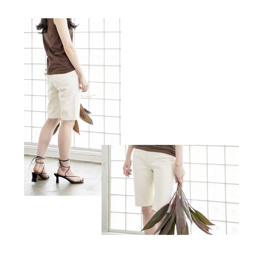 ▷half pants￥6,900＋taxwhite only夏らしいﾊｰﾌﾊﾟﾝﾂ。綺麗な大人めｼﾙｴｯﾄ。#kariandlili#カウリアンドリィリィ#カウリ#パンツ#パンツスタイル#パンツコーデ#韓国#韓国ファッション#韓国スタイル#ハーフパンツ#大人スタイル