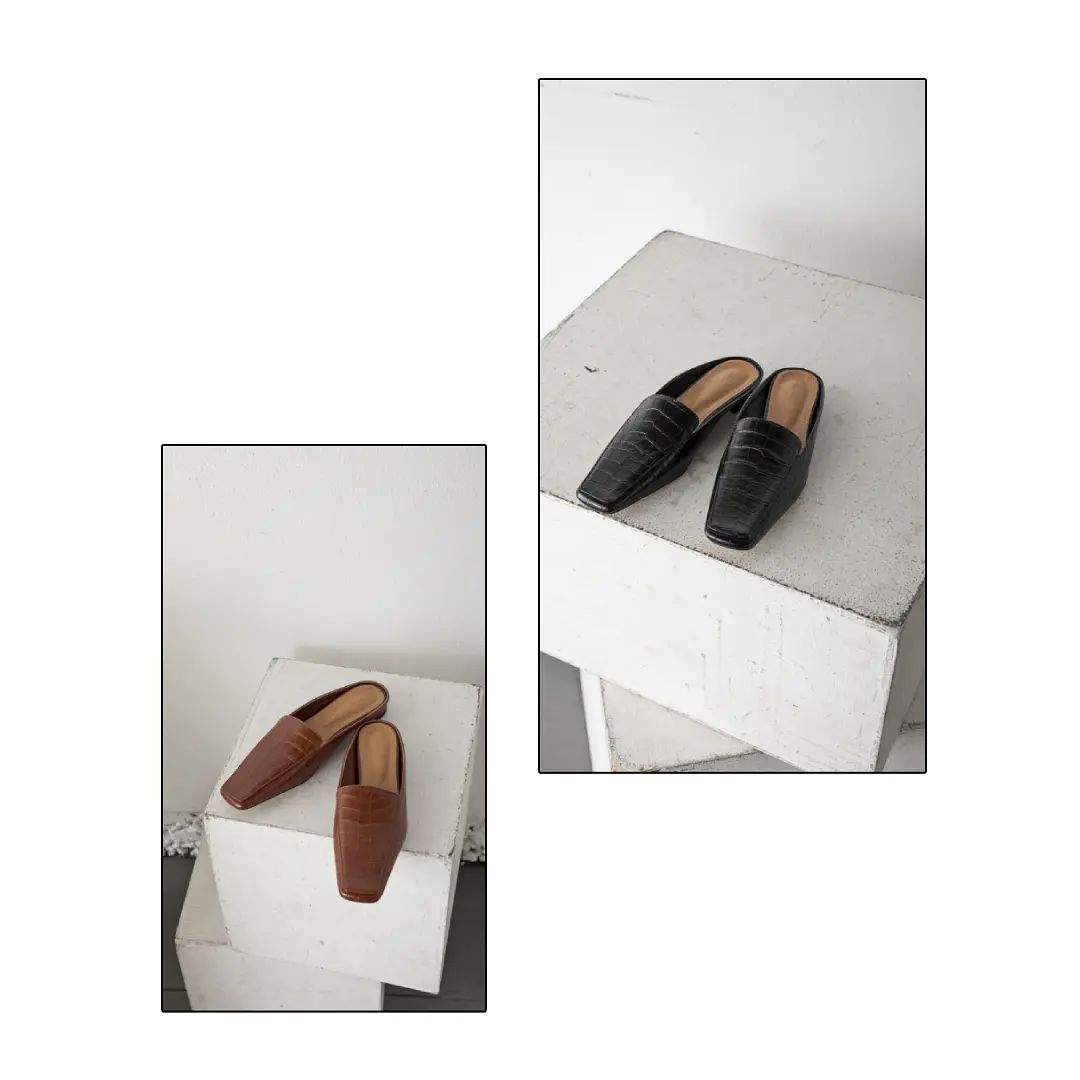 ▷square toe mule loafer￥5,900＋taxbrown/blacksize:S/M/Lさっと履けるタイプのローファー。秋の足元に。スクエアトゥでシャープなディティール。#kariandlili#kari#カウリアンドリィリィ#カウリ#韓国雑貨#韓国シューズ#ローファー#ミュールローファー#秋シューズ