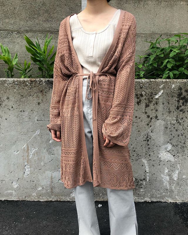 .﻿【new arrival】﻿﻿?RS039412B005スカシロングカーデ▷¥2,900+tax﻿(店舗入荷中　オンライン近日入荷予定)﻿﻿∥color∥﻿D-pink / beige / green﻿﻿﻿#retrogirl_style#retrogirl2020ss﻿#レトロガール#レトロガールコーデ﻿#すかしカーデ#ロングカーデ