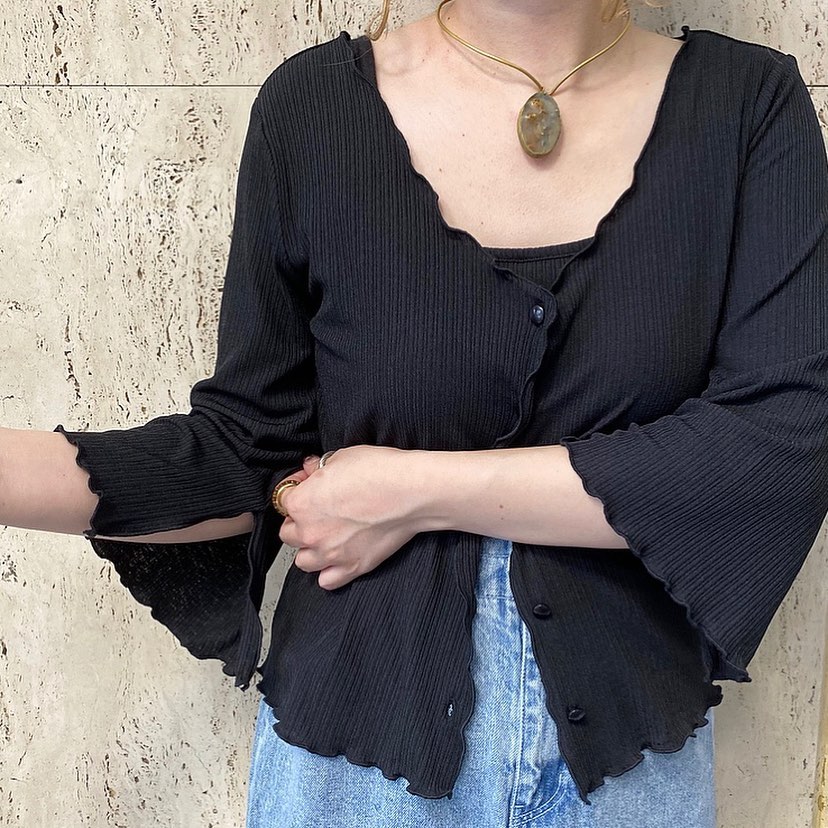 .【new arrival】﻿﻿﻿?RS056411T012テレコカーデキャミセット▷¥2,500+tax﻿(店舗今週入荷.オンライン近日入荷予定)﻿﻿∥color∥﻿white / green / black﻿﻿﻿﻿#retrogirl_style#retrogirl2020ss﻿#レトロガール#レトロガールコーデ﻿#キャミセット#キャミセットカーデ#メロウ#ハイウエストパンツ