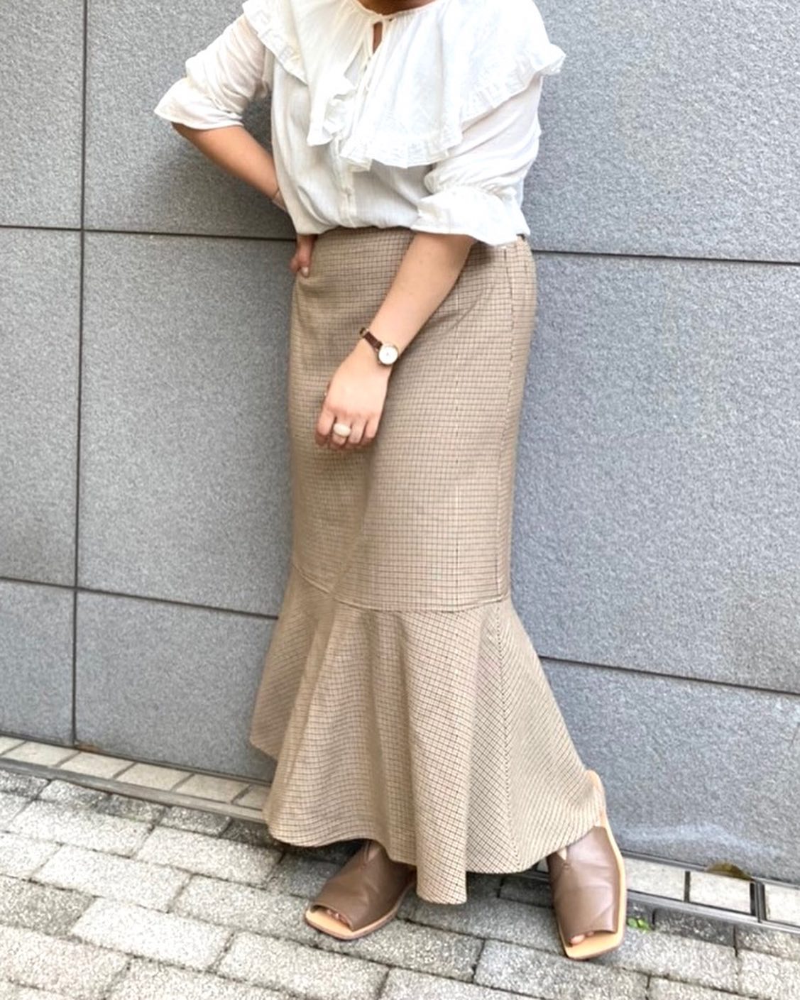 8/8のｲﾝｽﾀﾗｲﾌﾞでも紹介予定【New arrival】? RF156931N001  ｱｿｰﾄﾏｰﾒｲﾄﾞｽｶｰﾄ▷¥3,190(税込)(今週.オンライン入荷) ∥color∥check : yellow / brownleather : ivory / black∥staff∥ check : 150㎝leather : 161㎝#retrogirl_ootd#レトロガール#レトロガールコーデ#トレンドファッション#プチプラコーデ#秋カラー #秋コーデ #2021aw#マーメイドスカート #チェック #グレンチェック #レザー #フェイクレザー #レザースカート #ガーリーコーデ #カジュアルミックス