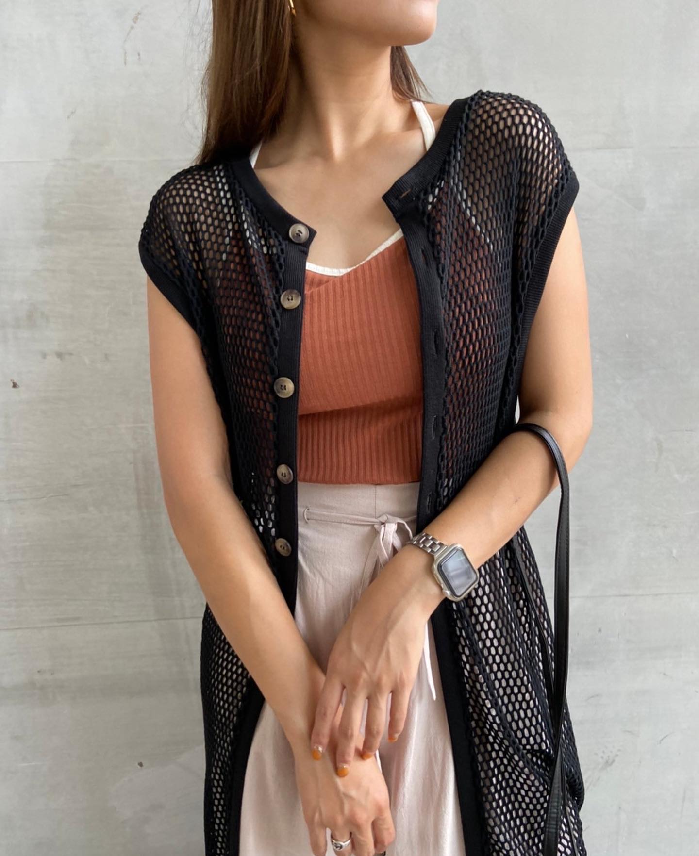 8/8のｲﾝｽﾀﾗｲﾌﾞでも紹介中【New arrival】? RF136622G001  2WAYﾒｯｼｭﾜﾝﾋﾟｰｽ▷¥3,850(税込)(店舗.オンライン入荷) ∥color∥ ivory / orange / black前後2WAYで着用可能∥staff∥ black : 161㎝orange : 150㎝#retrogirl_ootd#レトロガール#レトロガールコーデ#トレンドファッション#プチプラコーデ#秋カラー #オレンジコーデ #ブラックコーデ #メッシュ #メッシュワンピース #ジレ #ロングベスト #ノースリワンピ #ロングワンピース #大人コーデ #大人カジュアル #カジュアルコーデ
