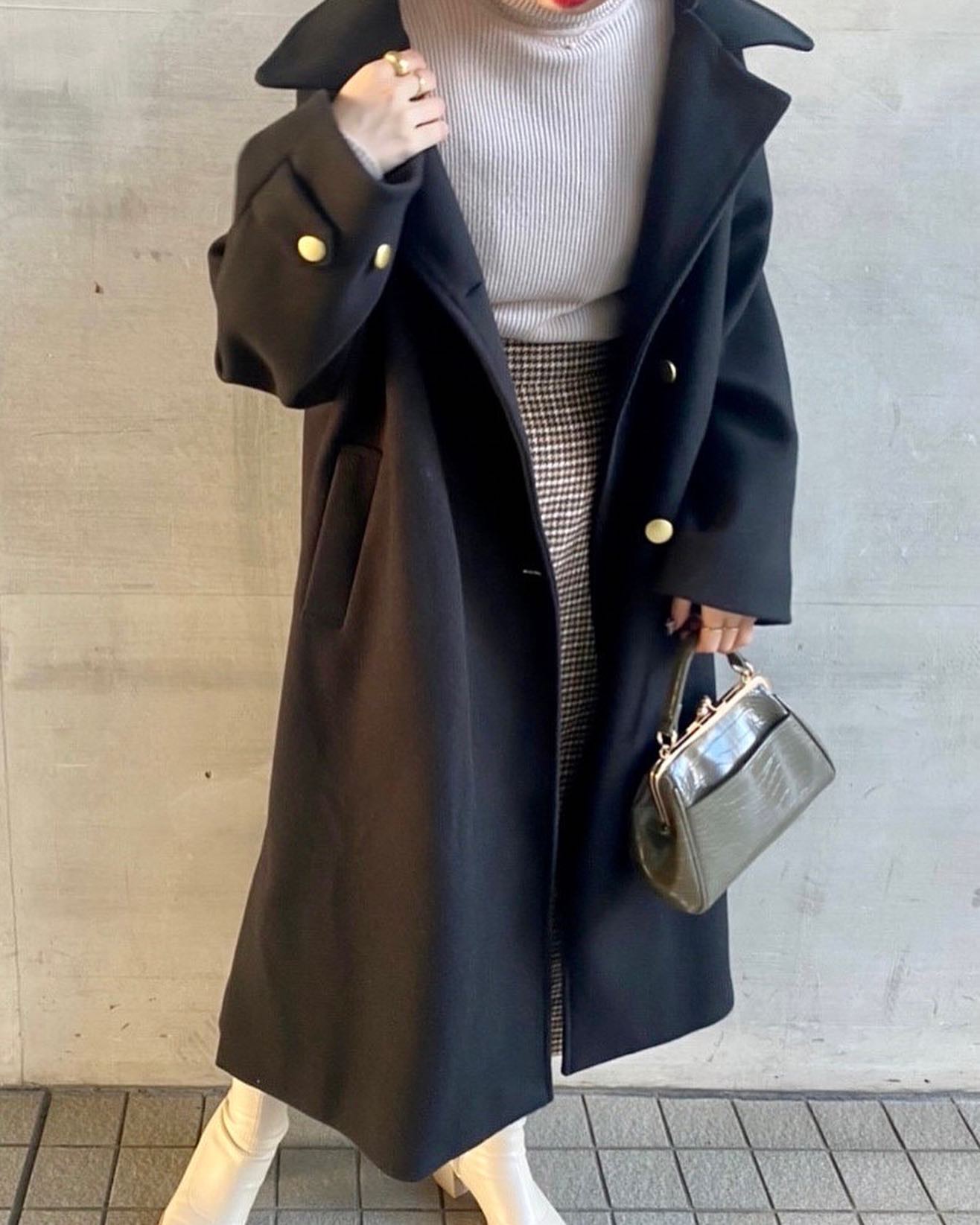 12/15 ｲﾝｽﾀﾗｲﾌﾞご紹介ｱｲﾃﾑ！【New arrival】? RW156921S0012way襟ﾛﾝｸﾞｺｰﾄ▷¥6,490(税込)(店舗入荷中.ｵﾝﾗｲﾝ近日入荷) ∥color∥camel / black#retrogirl_ootd#レトロガール#レトロガールコーデ#トレンドファッション#プチプラコーデ#冬カラー #冬コーデ #2021awfsfair#アウター　#マーメイドスカート　#アウターコーデ