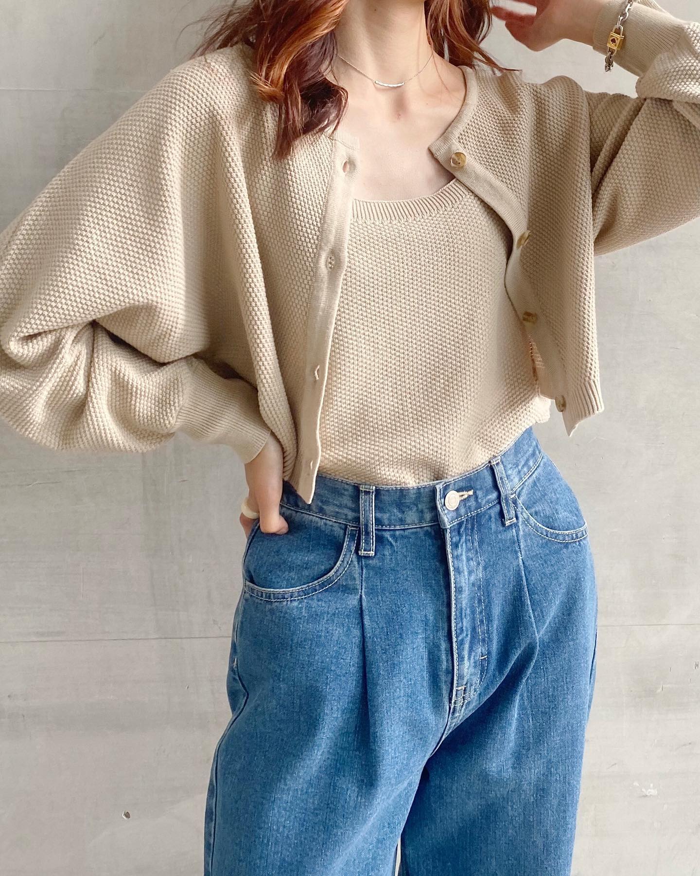 【new arrival】⁡? RE256412T001ﾜｯﾌﾙﾆｯﾄsetｶｰﾃﾞ▷¥3,850(税込)(店舗入荷中.ｵﾝﾗｲﾝ近日入荷)beige / orange / brown #retrogirl_ootd #レトロガール #レトロガールコーデ #プチプラアイテム #プチプラファッション #プチプラコーデ #夏アイテム #夏コーデ #秋アイテム　#秋カラー　#トレンドアイテム #カーデ　#カーディガン　#カーディガンコーデ #ワッフルニット　#ニット　#ニットコーデ