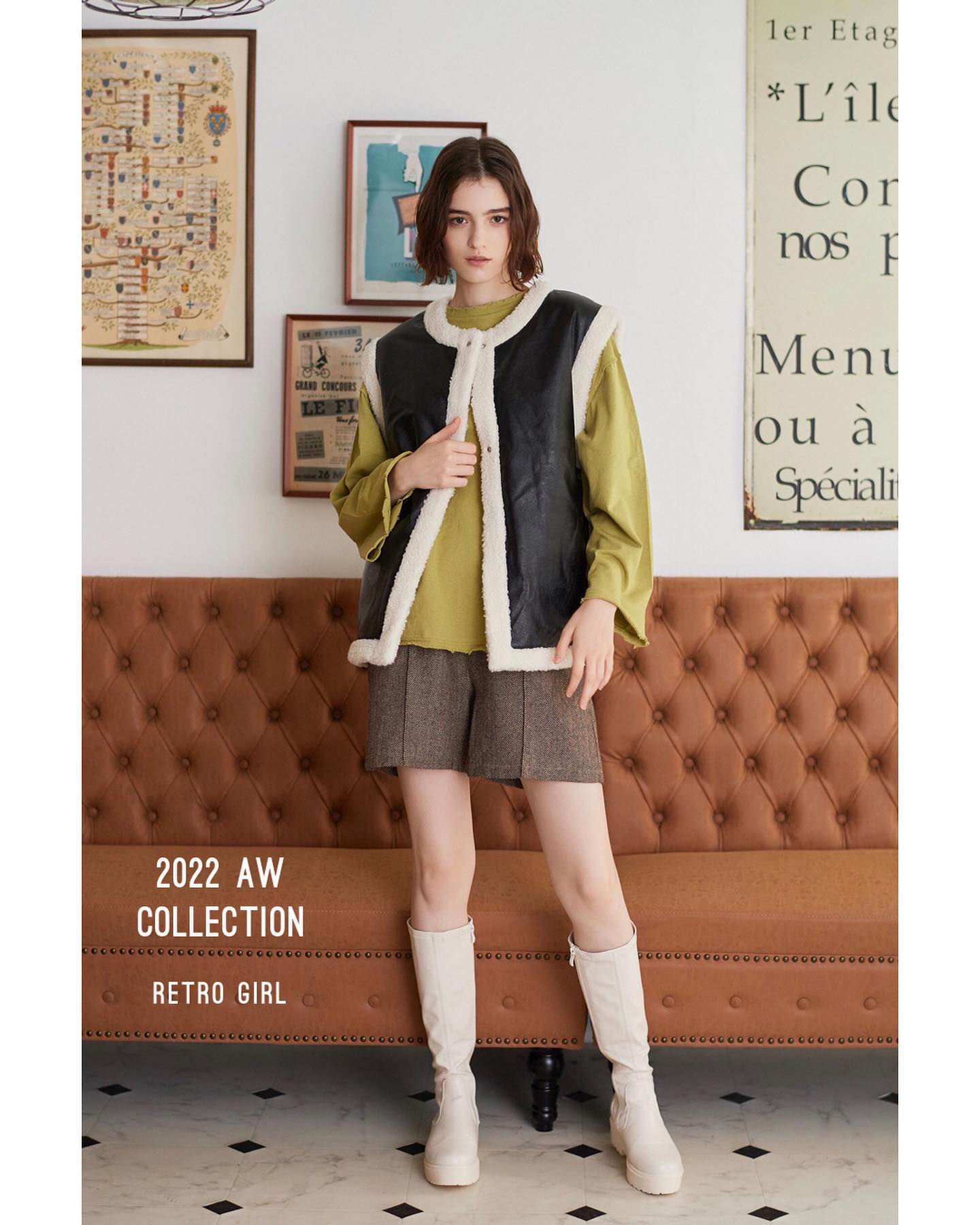 【RETRO GIRL 2022 autumn&winter vol.3】2022 autumn & winter visual?RF257111T002ｶｯﾄｵﾌ裏毛BIGﾌﾟﾙｵｰﾊﾞｰ ¥3,190（税込）ivory / yellow / charcoal店舗今週入荷/ｵﾝﾗｲﾝ近日入荷?RW256921T002ﾌｪｲｸﾚｻﾞｰ×ﾎﾞｱﾘﾊﾞｰﾍﾞｽﾄ ¥6,490（税込）?RW257032S001ﾊﾞﾐｭｰﾀﾞﾊﾟﾝﾂ ¥2,750（税込）coming soon#retrogirl_ootd #レトロガール #レトロガールコーデ #プチプラアイテム #プチプラファッション #プチプラコーデ #夏アイテム #夏コーデ #秋アイテム　#秋カラー　#冬アイテム　#冬カラー#ベスト　#ベストコーデ　#ムートンベスト　#ロングブーツ #aw #2022aw