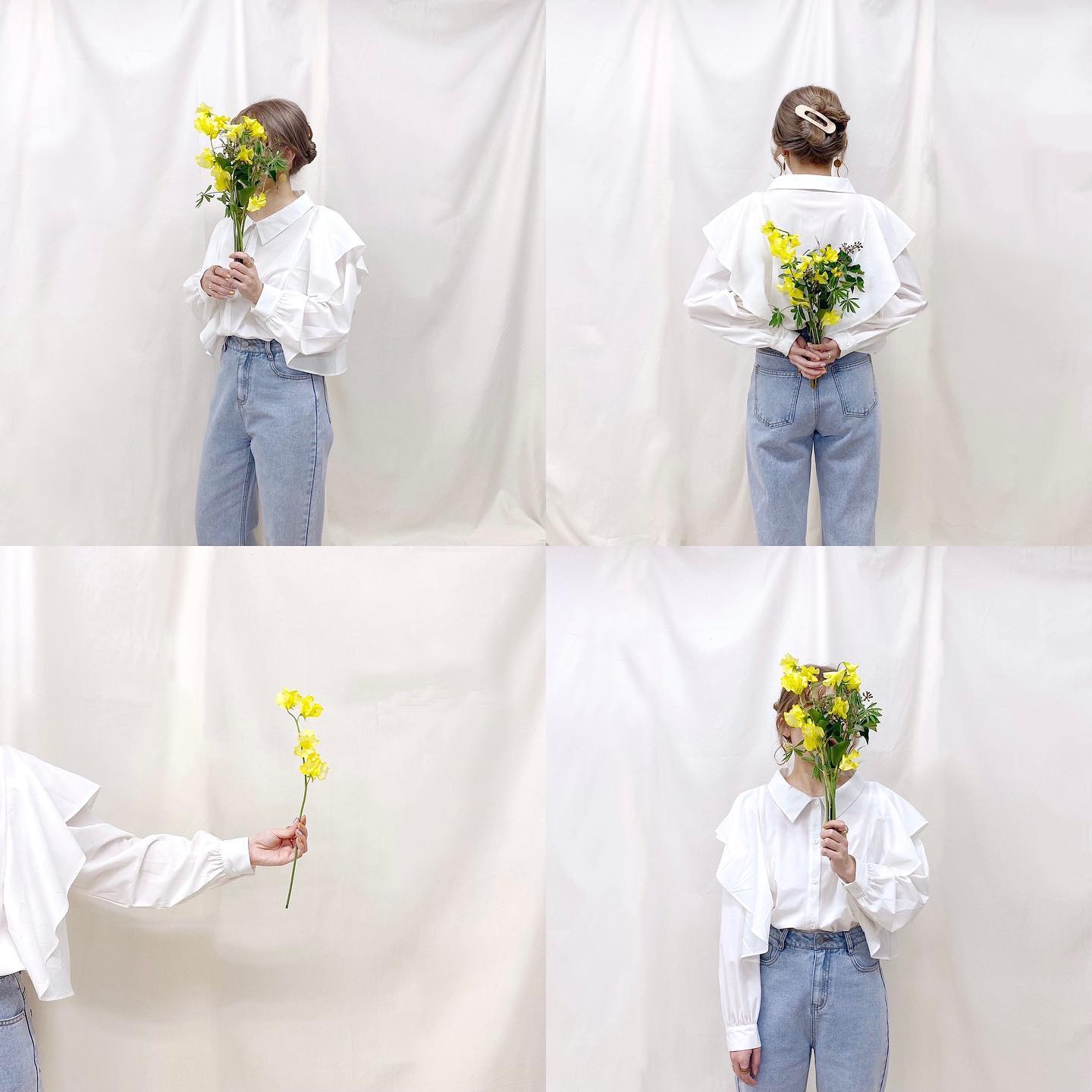 .﻿﻿﻿︎butterfly frill shirt﻿ ¥4,950﻿﻿﻿coming soon ...♡﻿﻿﻿﻿﻿﻿﻿#ur_melty #ユアメルティ﻿#フリルシャツ #シャツコーデ #デニムコーデ﻿#春コーデ #韓国ファッション #韓国風﻿#오오티디 #데일리룩 #패션 #패션스타그램 #옷스타그램﻿#일본패션 #유아멜티 #코디 #코디스타그램