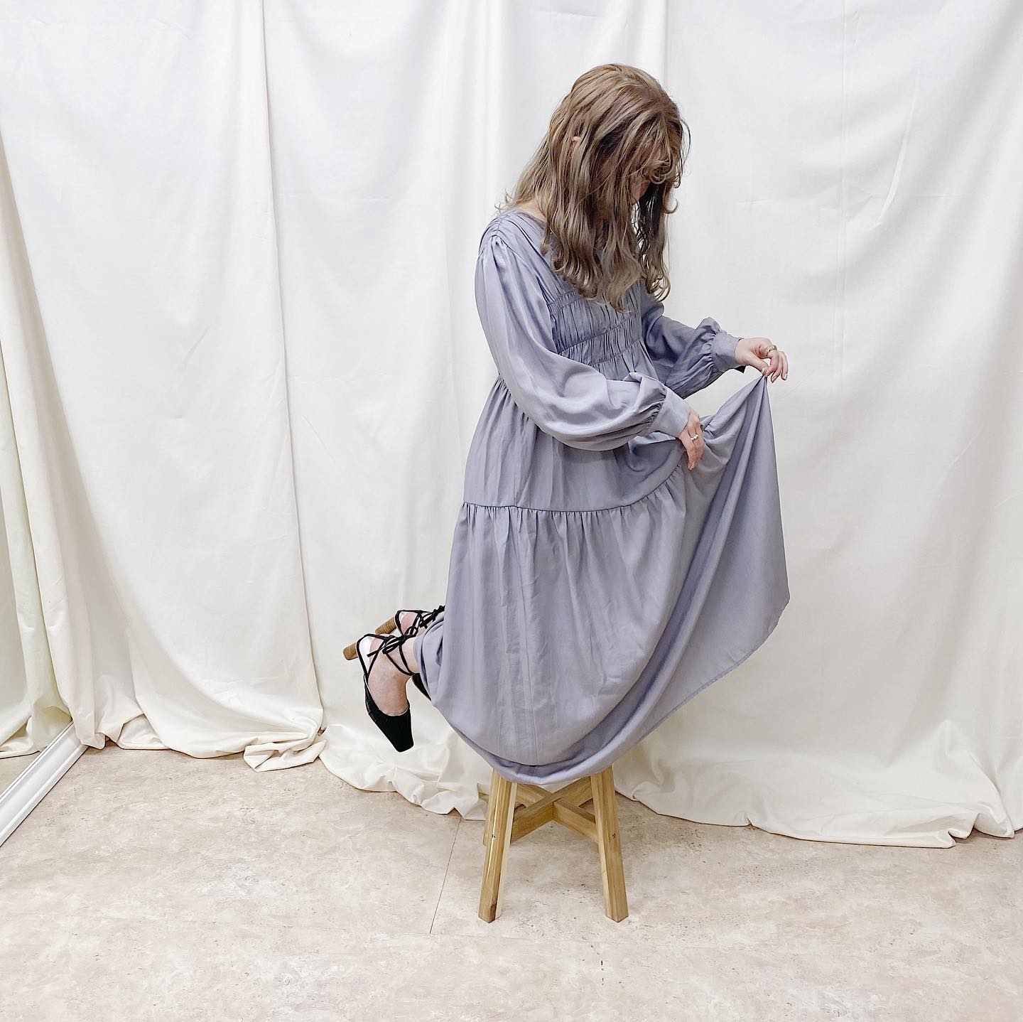.﻿﻿﻿︎gathers dress﻿ ¥6,490﻿﻿﻿﻿﻿﻿﻿﻿#ur_melty #ユアメルティ﻿#ワンピース #ロングワンピース #ワンピ﻿#ギャザーワンピース #カラーワンピース﻿#春ワンピ #ワンピースコーデ ﻿#春コーデ #韓国ファッション #韓国風﻿#오오티디 #데일리룩 #패션 #패션스타그램 #옷스타그램﻿#일본패션 #유아멜티 #코디 #코디스타그램