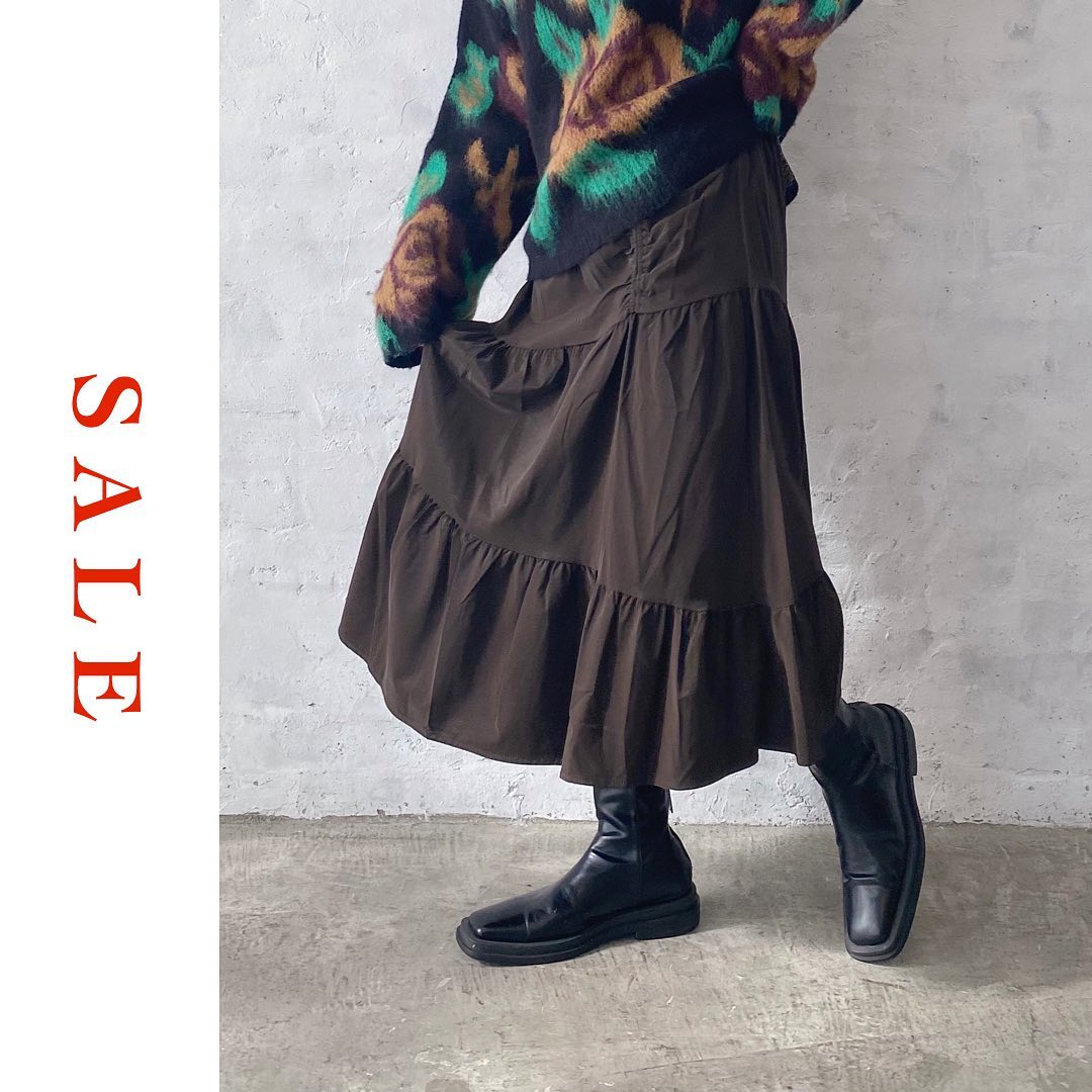 SALE ?⁡︎ギャザーティアードスカート ¥4,290 → ¥3,190 (店舗限定価格)⁡⁡人気アイテムになりますのでぜひお早めに取り扱い店舗ご覧下さいませ。⁡⁡⁡⁡⁡⁡⁡⁡#urmelty #ユアメルティ #スカート #ロングスカート #スカートコーデ #ロングスカートコーデ #ギャザースカート #ティアードスカート #ティアードスカートコーデ #デザインスカート #柄ニット #タートルニット #カジュアルアイテム #ブーツコーデ #秋アイテム #秋コーデ #韓国っぽ #韓国っぽコーデ #韓国ファッション #秋ニット #韓国風 #コリヨジャ #オトジョ #大人女子 #オトジョコーデ