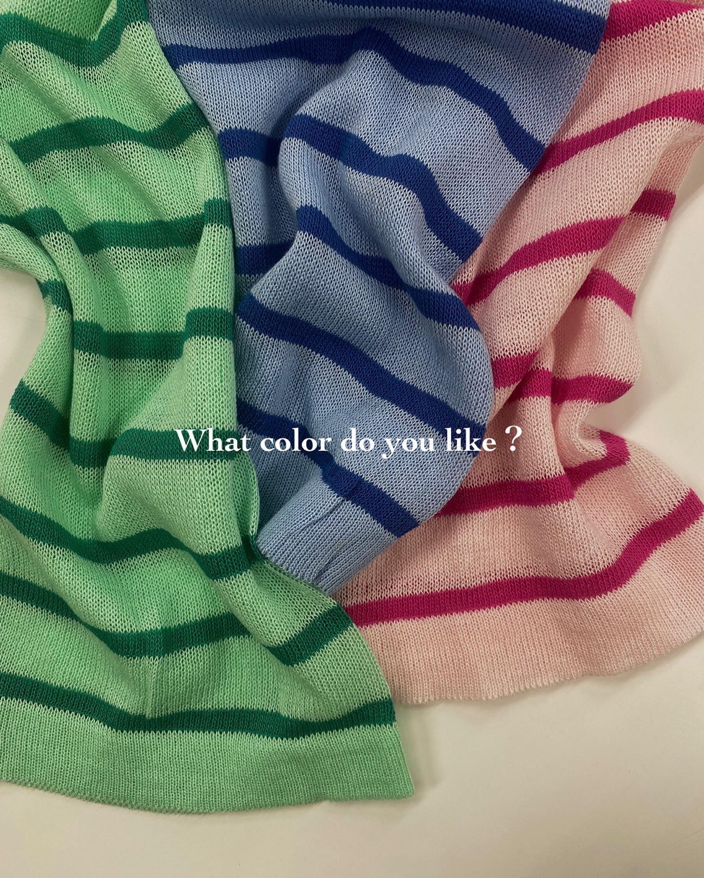 " What color do you like？ "⁡new item⁡︎カラーボーダーニット ¥2,750⁡⁡あなたは何色が好き？⁡⁡⁡  ⁡⁡⁡ #urmelty #ユアメルティ #ニット #ボーダーニット #ボーダートップス #ピンクニット #グリーンニット #ブルーニット #ピンクコーデ #ブルーコーデ #グリーンコーデ  #ピンクアイテム #グリーンアイテム #ブルーアイテム #カラーコーデ #カジュアルアイテム #カジュアルコーデ #春アイテム #春コーデ #韓国っぽ #韓国っぽコーデ #韓国ファッション #韓国風 #コリヨジャ #オトジョ #大人女子 #オトジョコーデ