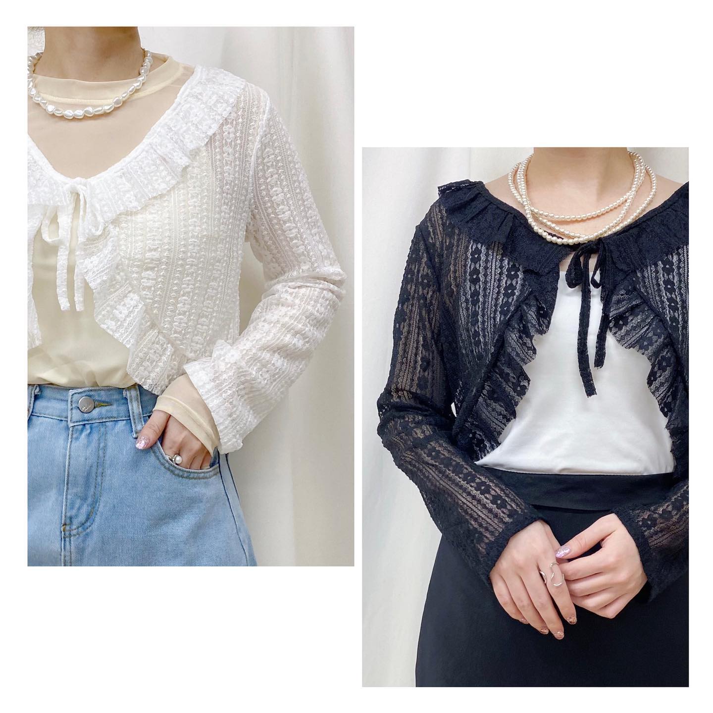 " new blouse "⁡あなたはどちらのカラー派？??⁡⁡⁡︎レースフリルブラウス ¥3,190 ⁡⁡⁡⁡⁡⁡⁡⁡ #urmelty #ユアメルティ #ブラウス #フリルブラウス #レースブラウス #春ブラウス #モノトーンブラウス #ブラウスコーデ  #フリルブラウスコーデ #レースブラウスコーデ #春ブラウスコーデ  #ガーリーコーデ #ガーリーアイテム #カジュアルコーデ #カジュアルアイテム #春アイテム #春コーデ #ブラックコーデ #韓国っぽ #韓国っぽコーデ #韓国ファッション #韓国風 #コリヨジャ #オトジョ #大人女子 #オトジョコーデ
