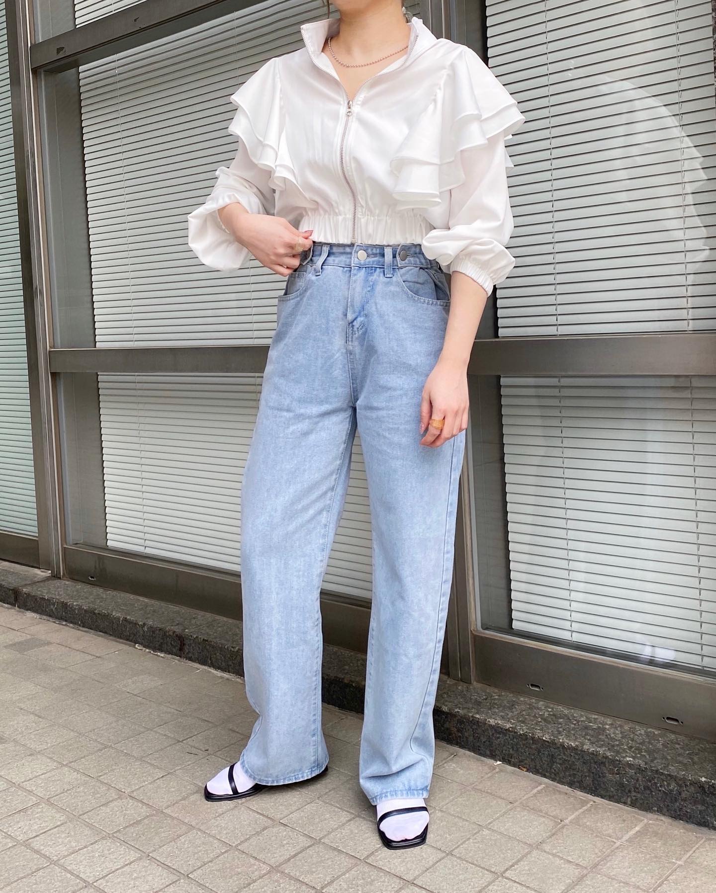 " new item "⁡︎フリルライトブルゾン ¥5,390 ︎ネオバボタンパンツ ¥4,290⁡⁡⁡⁡⁡⁡⁡⁡ #urmelty #ユアメルティ #ブルゾン #フリルブルゾン #ライトブルゾン #春ブルゾン #デニム #デニムパンツ #ブルゾンコーデ  #ライトブルゾンコーデ #フリルブルゾンコーデ #春ブルゾンコーデ  #デニムコーデ #ガーリーコーデ #ガーリーアイテム #カジュアルコーデ #カジュアルアイテム #春アイテム #春コーデ #フリルコーデ #韓国っぽ #韓国っぽコーデ #韓国ファッション #韓国風 #コリヨジャ #オトジョ #大人女子 #オトジョコーデ