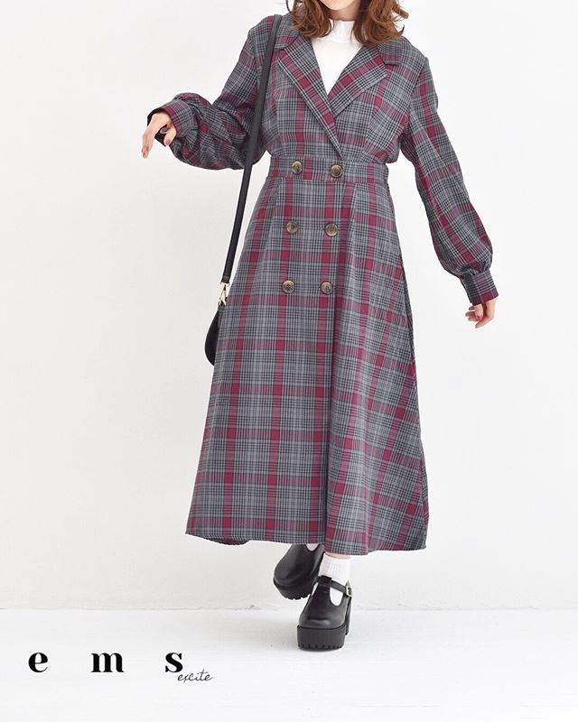 ﻿秋らしいワンピース﻿------------------------------------﻿EF956122C002﻿ダブルボタンチェックワンピ﻿3900+tax﻿﻿﻿﻿﻿﻿﻿﻿﻿﻿﻿﻿﻿﻿﻿﻿#emsexcite #エムズエキサイト﻿#ems #エムズ﻿#emsexcite好きと繋がりたい #お洒落さんと繋がりたい #プチプラ #プチプラコーデ #おしゃれさんと繋がりたい #スタイリスト #スタイリスト #雑誌 #モデル #撮影 #可愛い #量産型 #大人ガーリー #大人カジュアル #着まわしコーデ #レース #フリル #秋コーデ #アクセサリー