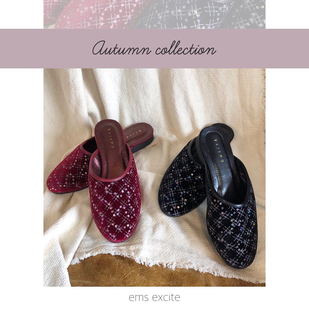 ︎秋もソックス合わせで取り入れるのがトレンド!————————————————EE051242T001アソートミュール¥3190 with tax#emsexcite #エムズエキサイト#emsexciteコーデ #ミュール #ベトナム#ぺたんこ #スパンコール #ジャガード#秋物 #新作