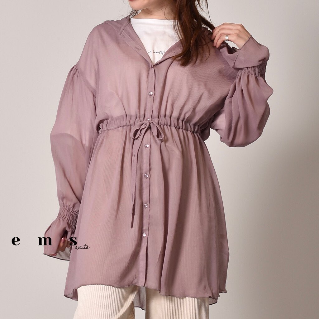 ︎﻿まだまだトレンドのシアーアイテム﻿ドロストしたり前開にして羽織にしてもオススメ?﻿————————————————﻿EM056623T101﻿シアードロストフーディー﻿¥2970with tax﻿﻿﻿﻿﻿﻿﻿﻿#emsexcite #エムズエキサイト﻿#emsexciteコーデ #シアー #シャツ﻿#秋物 #新作