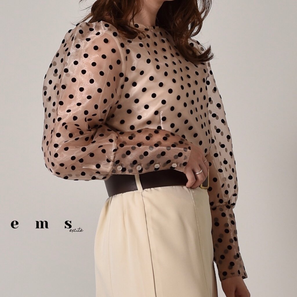 ︎﻿袖のボリュームと袖の透け感が可愛いブラウス﻿オソロコーデもオススメ﻿————————————————﻿EF042123T001﻿ドットオーガンジーブラウス﻿¥3190with tax﻿﻿﻿﻿﻿﻿﻿﻿#emsexcite #エムズエキサイト﻿#emsexciteコーデ #ブラウス #オーガンジー﻿#秋物 #新作