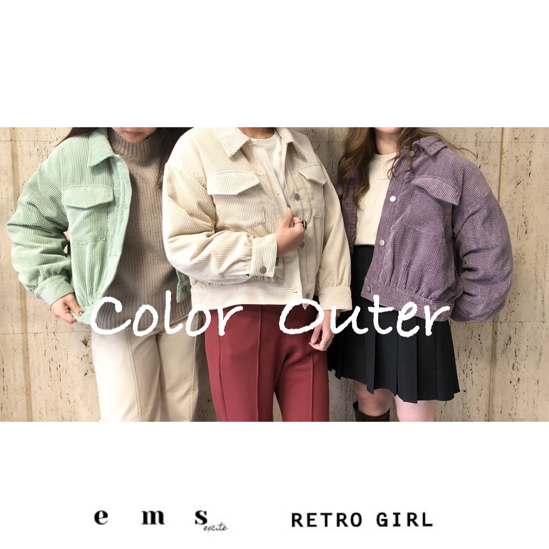 ︎﻿@retrogirl_official とのコラボアイテム﻿エムズの限定カラーは﻿パープルとグリーンです﻿————————————————﻿RU034821N001﻿裏キルトコーデGジャン﻿￥3190 with tax﻿﻿【カラー展開】﻿エムズカラー：purple green﻿@retrogirl_official カラー：blue brown﻿共通カラー：ivory ﻿﻿共通カラーはどちらの店舗にも入荷致します！﻿﻿#emsexcite #エムズエキサイト﻿#emsexciteコーデ #gジャン#コーデュロイ﻿#アウター#冬服#新作#プチプラ