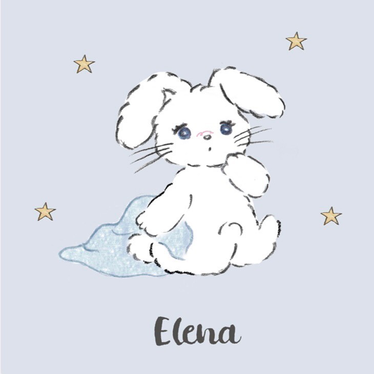 ︎﻿Elena（エレナ）﻿﻿常に眠くてぼーっとしている﻿マイペースな女の子﻿﻿いつもお気に入りの毛布を持ち歩いてる。﻿﻿性格はおっとりとしていて優しく、﻿特技は大きなあくび･･･？﻿﻿﻿好きなスイーツ ふわふわのパンケーキ?﻿﻿誕生日 4月10日﻿﻿イメージカラー ブルー﻿﻿﻿﻿#emsbunny#エムズバニー﻿#elena#エレナ#ブランドキャラクター﻿#nappy#イラストレーター﻿#emsexcite#emsexciteコーデ﻿#うさぎ#ガーリー#フレンチガーリー﻿#パンケーキ#ブルー