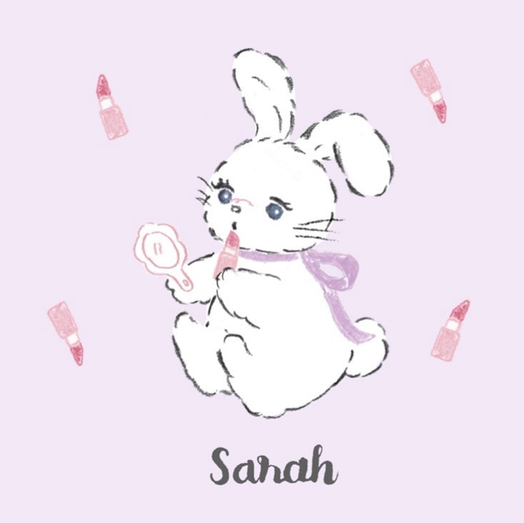 ︎﻿Sarah（サラ）﻿最新のかわいいやトレンドに常にアンテナを﻿張ってるオシャレな女の子﻿﻿インスタ映えに命をかけている﻿﻿リボンをチョーカーにしているのも﻿こだわりのポイントなんだって！﻿﻿好きなスイーツ マカロン﻿﻿誕生日 12月11日﻿﻿イメージカラー パープル﻿﻿﻿﻿#emsbunny#エムズバニー﻿#sarah#サラ#ブランドキャラクター#nappy#イラストレーター﻿#emsexcite#emsexciteコーデ﻿#うさぎ#ガーリー#フレンチガーリー﻿#マカロン#パープル