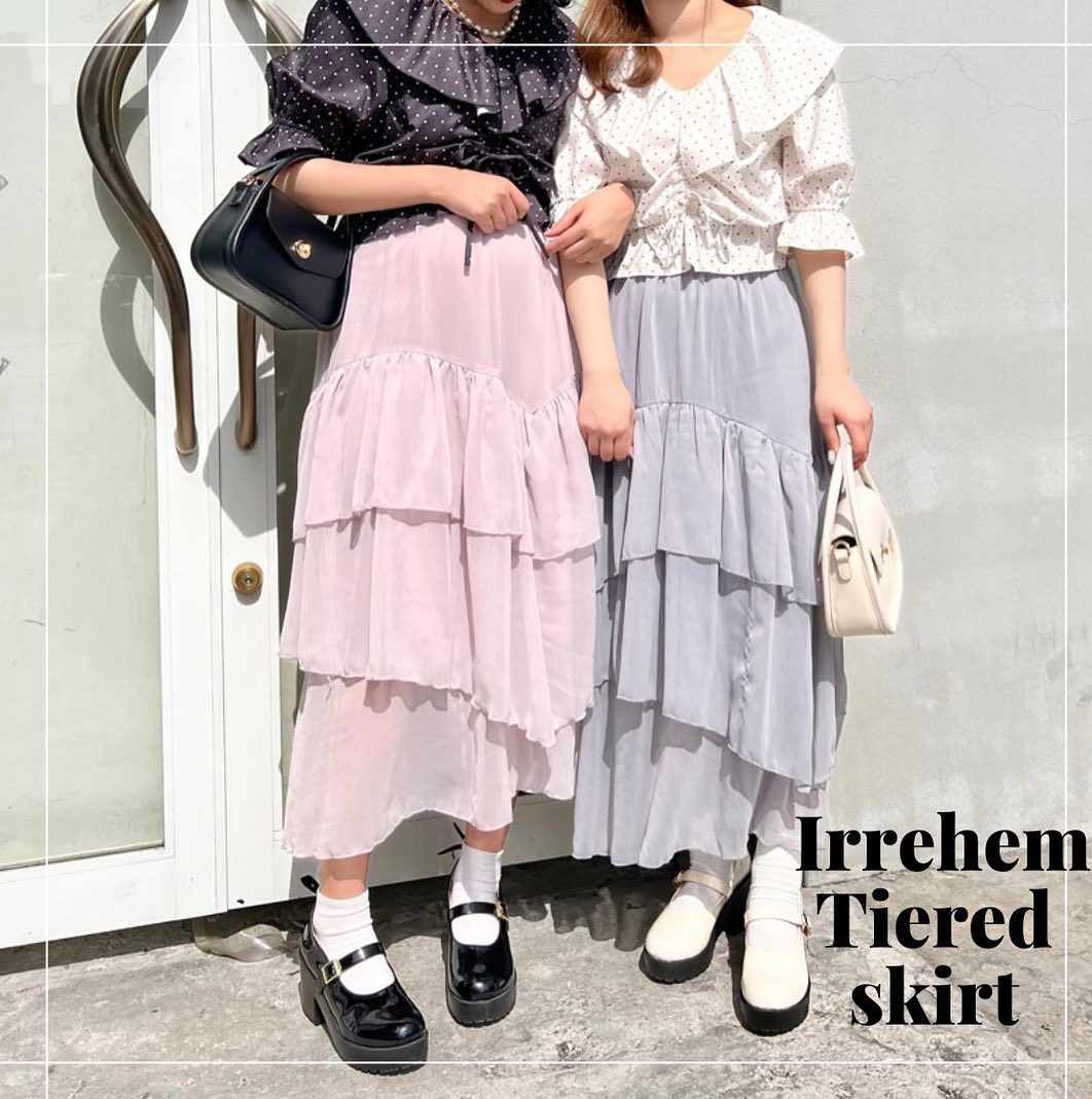 ♡今週店頭入荷の新作スカートティアードとイレヘム（長い丈、短い丈がランダムになっている）で揺れ感が可愛いスカートシアーな素材感で季節感のあるコーデに！————————————————EM236631B001イレヘムティアードスカート¥3850 with tax⁡⁡⁡#emsexcite #エムズエキサイト#emsexciteコーデ#ootd#code#春服#プチプラ#プチプラコーデ#春コーデ#新作#人気アイテム#イレヘム#ティアード#イレヘムスカート#ティアードスカート#ロングスカート#シアー#スカートコーデ#ガーリー#フレンチガーリー#オソロコーデ#韓国コーデ#韓国ファッション#きょこ#量産型#ライブ参戦#トレンドファッション#参戦服⁡⁡