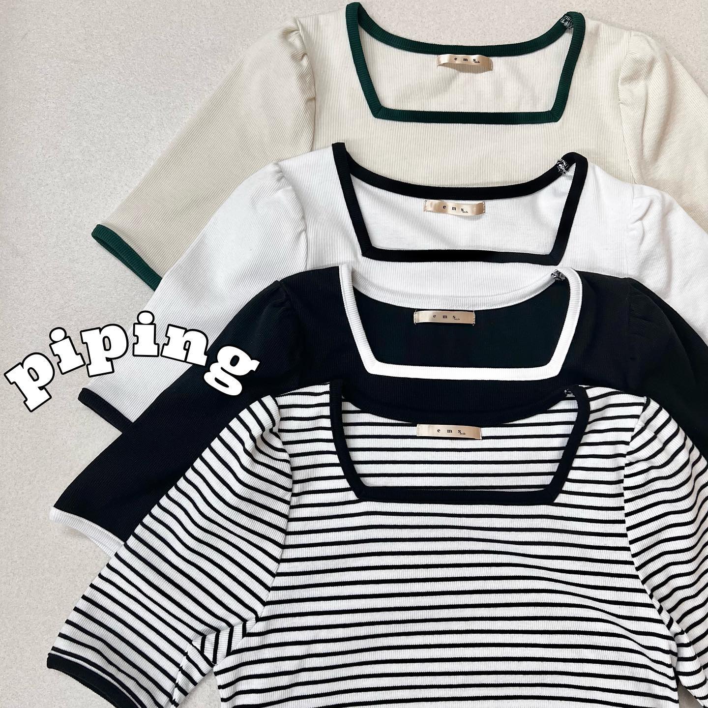 ♡今週店頭入荷の新作カットソーパイピングがアクセントに！————————————————ES241511S0015分袖テレコカットソー¥2090 with tax⁡#emsexcite #エムズエキサイト#emsexciteコーデ#ootd#code#春服#プチプラ#プチプラコーデ#春コーデ#新作#人気アイテム#カジュアル#カジュアルコーデ#パイピング#カットソー#5分袖#テレコカットソー#柄コーデ#オソロコーデ#韓国コーデ#韓国ファッション#きょこ#量産型#ライブ参戦#トレンドファッション#参戦服⁡⁡