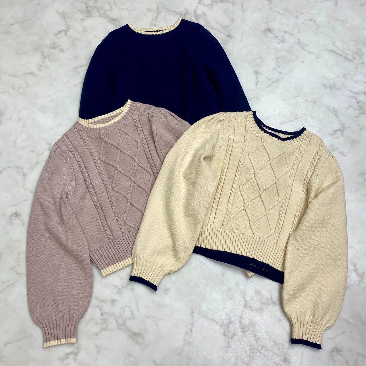 ? NEW ARRIVAL ?⁡⁡♡EP480012T003配色ケーブルパフ袖ニット　¥3,850（税込）⁡【 color 】⁡white . pink . blue⁡配色が可愛いケーブルニットアイテム?♡⁡さりげないパフ袖が女の子らしいシルエットにしてくれます?⁡ボトムは選ばずに着用して頂ける万能ニットです！⁡店舗入荷中オンライン近日入荷⁡⁡#emsexcite #エムズエキサイト #emsexciteコーデ#配色ニット　#ケーブルニット　#ケーブル　#ニット　#ニットコーデ#高見えコーデ #プチプラ高見えコーデ #高見えファッション#大人ガーリー #大人ガーリーコーデ #フレンチガーリー #ガーリーファッション #ガーリーコーデ#トレンドファッション #トレンドコーデ #トレンドアイテム