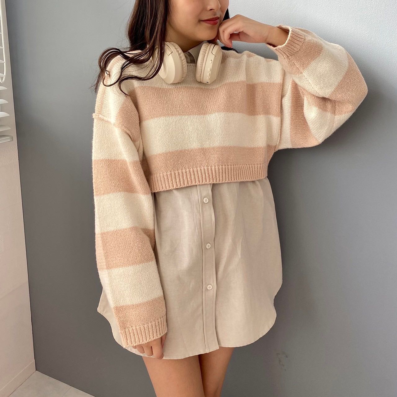 ⁡⁡🩷 NEW ARRIVAL 🩷⁡⁡♡EP439411T004ボーダーショートニットプルオーバー　¥3,190（税込）⁡【 color 】⁡beige . pink . black⁡ゆるっとシルエットのボーダーニット🧶♡⁡着丈が短くゆるっとしたシルエット！太めのボーダー柄が可愛いアイテムです⁡ロング丈のチュニックシャツなどとレイヤードして着用するのがおすすめです⁡⁡店舗入荷中オンライン入荷中⁡⁡#emsexcite #エムズエキサイト #emsexciteコーデ#ボーダーニット　#ニット　#ショートニット#高見えコーデ #プチプラ高見えコーデ #高見えファッション#大人ガーリー #大人ガーリーコーデ #フレンチガーリー #ガーリーファッション #ガーリーコーデ#トレンドファッション #トレンドコーデ #トレンドアイテム