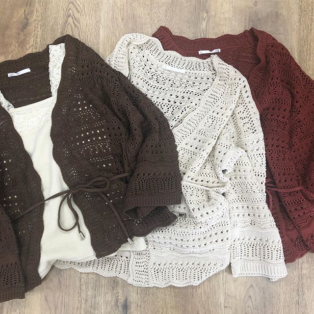 .【new arrival】.?RE980012B012ウエストリボンスカシカーデ▷¥2,900+tax(今日.明日店舗入荷予定).大人気商品 新色になり入荷致します.∥color∥brown / ivory / red..#retrogirl#newarrival#fashion#summer#tops#cardigan#カジュアル#カジュアルアイテム#プチプラ#プチプラアイテム#プチプラファッション#プチプラコーデ#カーディガン#すかしカーディガン