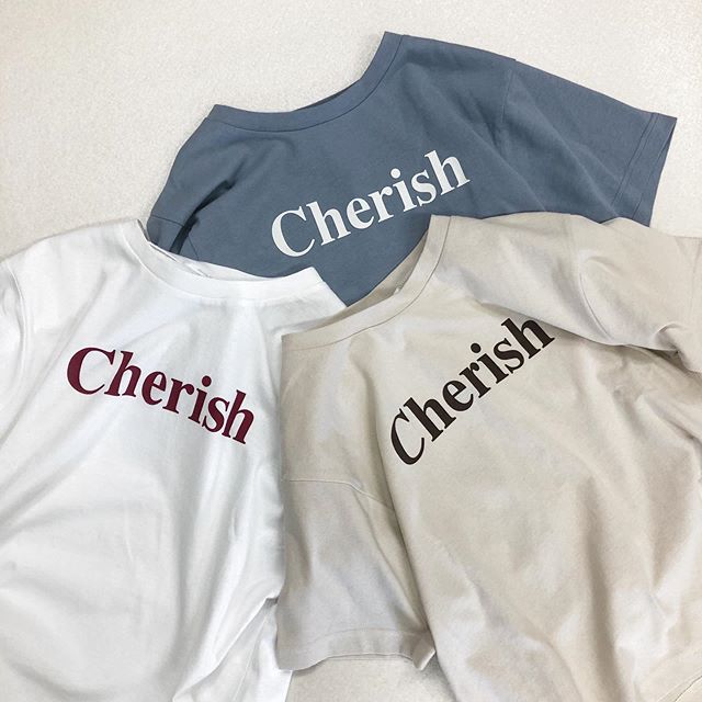 .【new arrival】.今から使える晩夏アイテム.?RE941511B023CherishロゴTee▷¥1,500+tax(今日.明日店舗入荷).∥color∥ white / beige / blue..#retrogirl#newarrival#fashion#summer#tops#レトロガール#カジュアル#カジュアルアイテム#プチプラ#プチプラアイテム#プチプラファッション#プチプラコーデ#ロゴt#ロゴtシャツ