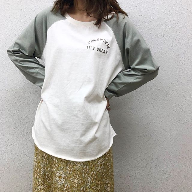 .【new arrival】.?RP054711A005 ラグランロゴpt Tee▷¥1,900+tax(今日.明日店舗入荷).∥color∥green / blue / brown..#retrogirl#newarrival#fashion#springfashion#raglantshirt#レトロガール#カジュアル#カジュアルアイテム#プチプラ#プチプラアイテム#プチプラファッション#プチプラコーデ#ラグランtシャツ#ラグランコーデ