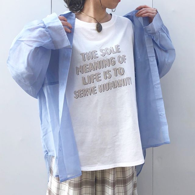.【new color】﻿?RS080023T007 シアーBIGシャツ▷¥2,900+tax(新色 今週店舗入荷)﻿∥color∥blue (new)beige / orange / khaki / brown﻿#retrogirl#retrogirl2020ss#レトロガール#レトロガールコーデ#プチプラ#プチプラコーデ#シアーシャツ#シアーシャツコーデ