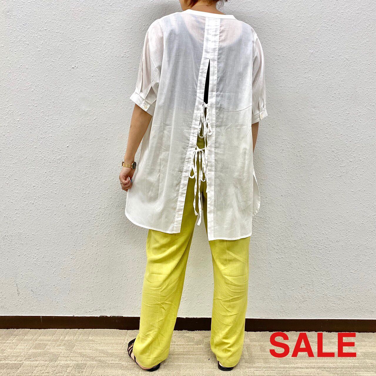 .﻿【 SALE ︎ more price down 】﻿﻿各店舗でさらにprice down !!﻿おまとめ買いもお買い得です ﻿﻿?RS080023T012﻿ Bリボンスリット半袖BL﻿▷¥2,900+tax → ¥1,900+tax﻿﻿?RS080032B003﻿ 麻レーヨンテーパードPT﻿▷¥2,900+tax → ¥1,900+tax﻿ ﻿﻿※ それぞれ店舗のみのプライスになります﻿﻿﻿#retrogirl_sale#バックリボンブラウス#テーパードパンツ