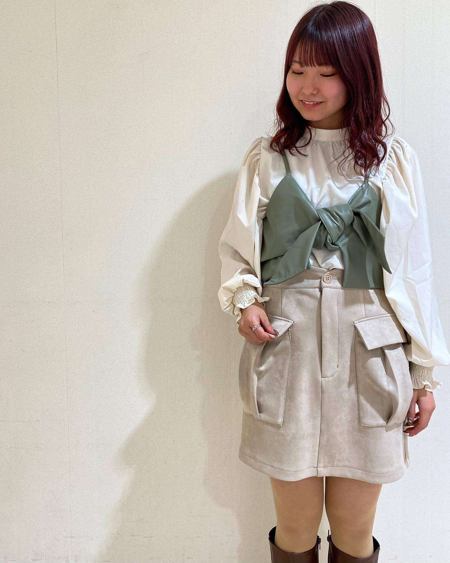 .【new arrival】﻿﻿﻿?RU032831T001 ﾍﾞｲｶｰﾐﾃﾞｨSK▷¥2,300+tax﻿(店舗今週入荷.オンライン近日入荷予定)﻿﻿∥color∥﻿ L beige / L blue / D green / GARA(black)ﾛﾝｸﾞﾌﾞｰﾂと合わせたい！太ももｶﾊﾞｰのｻｲﾄﾞﾎﾟｹｯﾄも嬉しいﾎﾟｲﾝﾄ冬らしいｽｴｰﾄﾞとﾄﾚﾝﾄﾞのﾚｻﾞｰをご用意11/26ｲﾝｽﾀﾗｲﾌﾞでも紹介中 #retrogirl_ootd#レトロガール#レトロガールコーデ#トレンドファッション#プチプラコーデ#キャミワンピ #花柄ワンピ#デイジー #レオパード#袖フレアニット #キルティングバッグレトロガールLUMINE立川店@retrogirl_lumine_tachikawa @r_risa11 りさ 163㎝