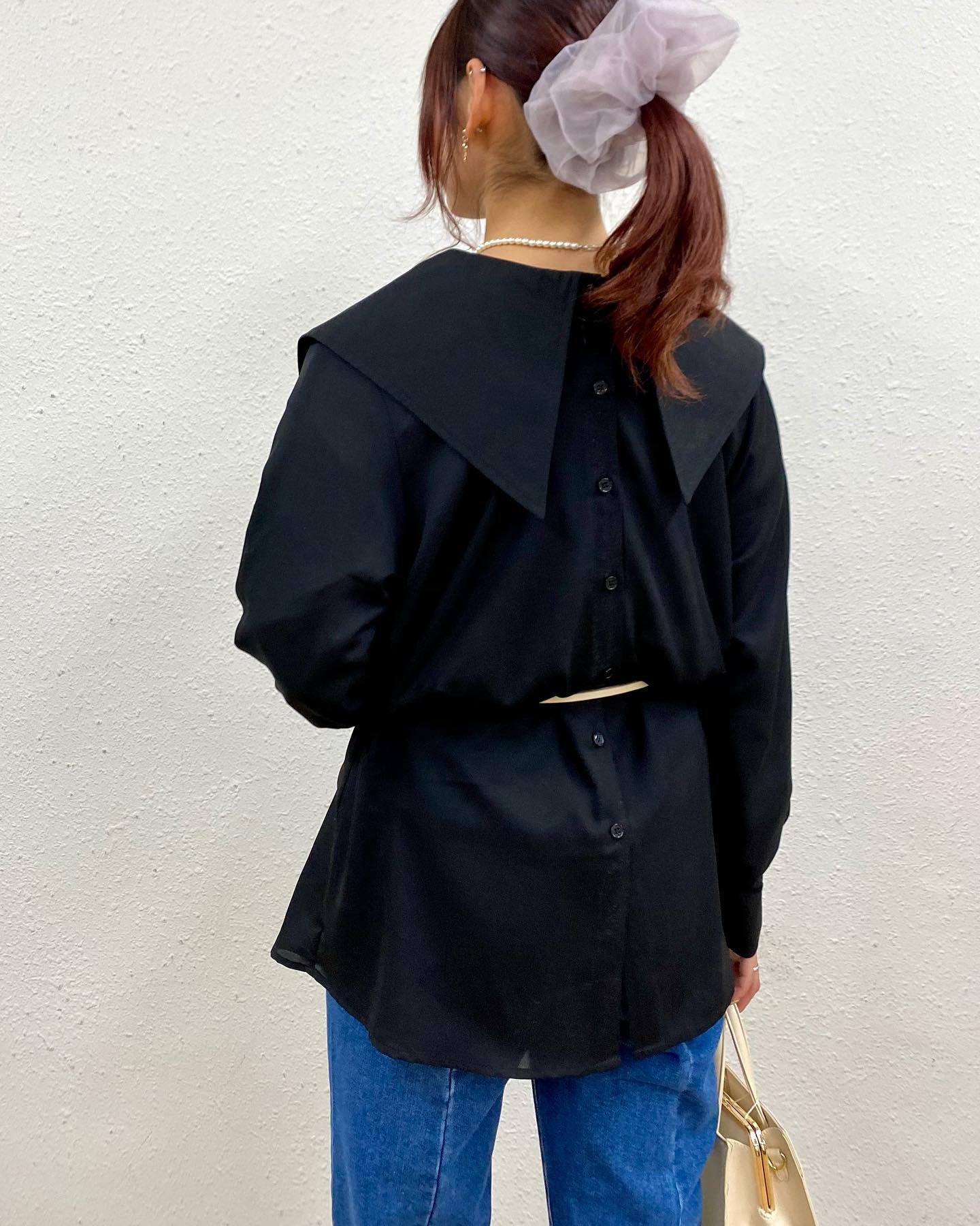 2/25ｲﾝｽﾀﾗｲﾌﾞでも紹介中【new arrival】﻿﻿﻿? RM136623T001 2WAY襟ﾁｭﾆｯｸﾌﾞﾗｳｽ▷¥3,190(税込)(店舗今週入荷.オンライン予約受付中) ﻿∥color∥﻿ white / pink / black∥staff∥  black:163㎝  white:150㎝前後2WAYはもちろん羽織りとしても、低身長の方はｼｮｰﾄﾊﾟﾝﾂと合わせてﾁｭﾆｯｸﾜﾝﾋﾟ風にも◎#retrogirl_ootd#レトロガール#レトロガールコーデ#トレンドファッション#プチプラコーデ#襟 #襟付きブラウス #2WAY #2wayブラウス #チュニック #チュニックコーデ #春カラー #春コーデ #2021ss#高身長コーデ #低身長コーデ