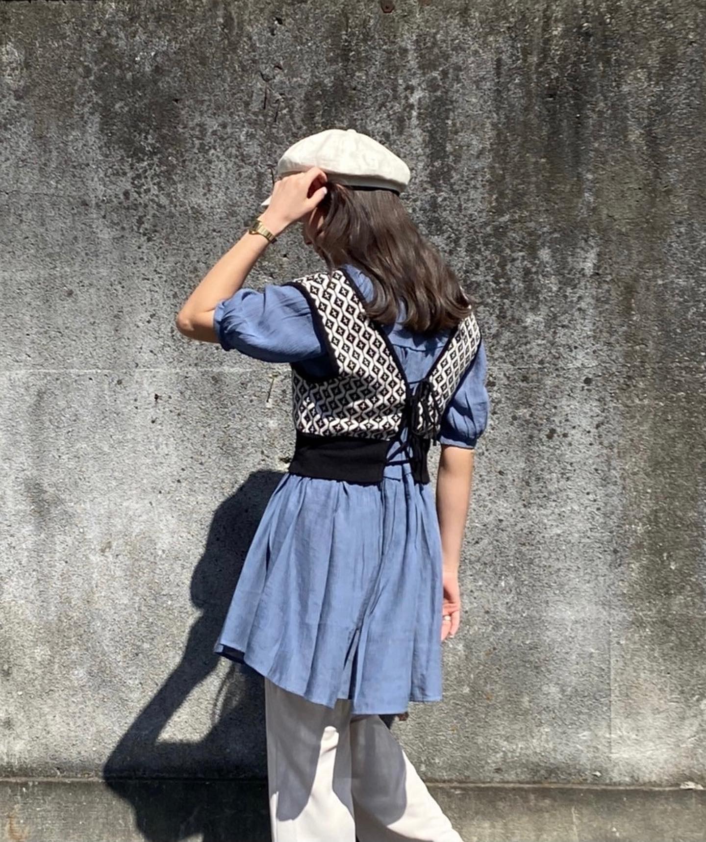 .【New arrival】?﻿ RM180012B001ｼﾞｬｶﾞｰﾄﾞﾆｯﾄﾋﾞｽﾁｪ▷¥2,090(税込)beige / green / blue / black(店舗今週入荷.オンライン近日入荷予定) ? RS137523G0012wayﾁｭﾆｯｸﾌﾞﾗｳｽ▷¥3,190(税込)white / beige / blue(店舗今週入荷.オンライン予約受付中) #retrogirl_ootd#レトロガール#レトロガールコーデ#トレンドファッション#プチプラコーデ#ビスチェ #チュニック #レイヤード