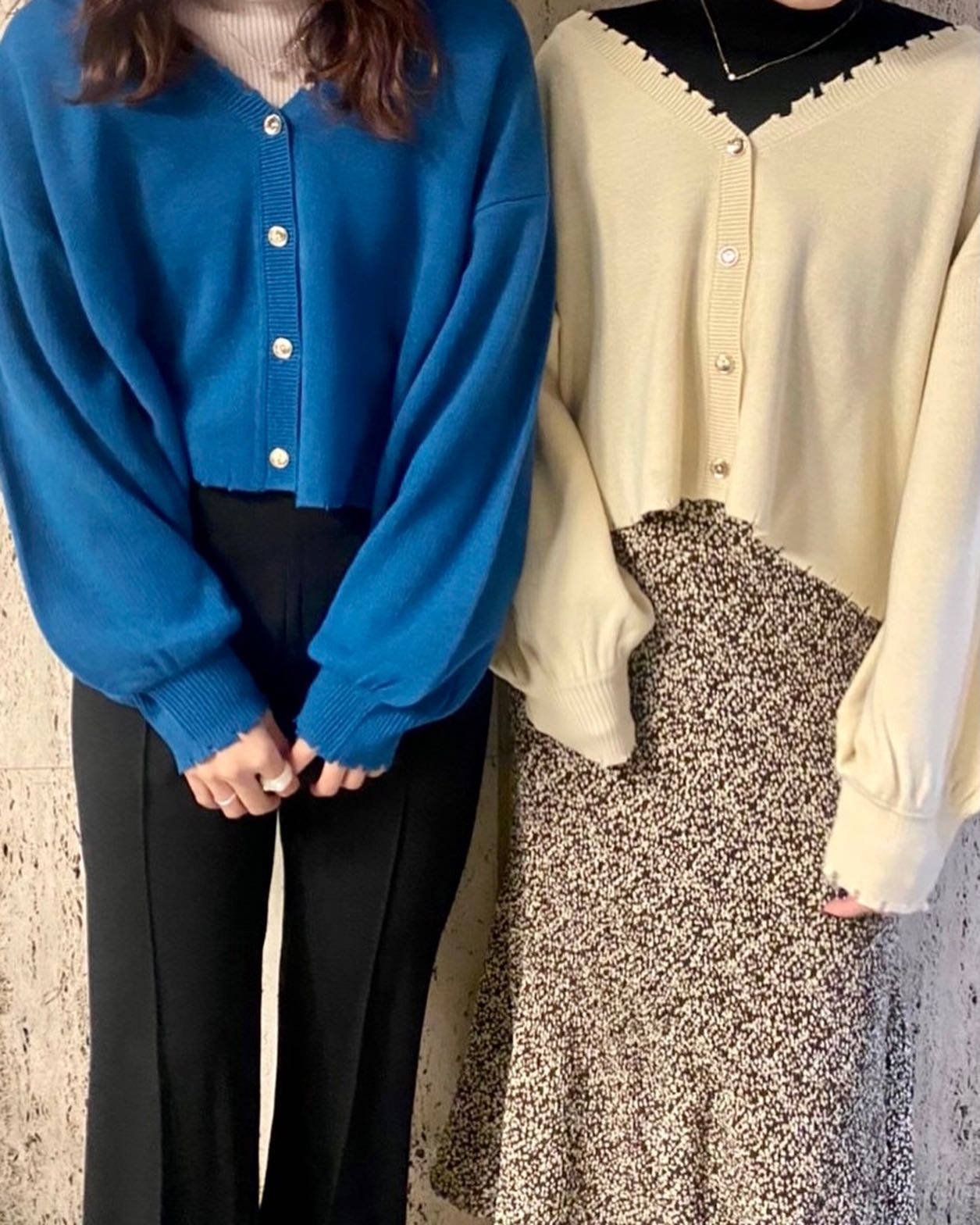【New arrival】? RP239412S001ｶﾗｰﾀﾞﾒｰｼﾞﾆｯﾄｶｰﾃﾞ▷¥2,530(税込)(店舗入荷中.ｵﾝﾗｲﾝ近日入荷) ∥color∥white / orange / pink / green blue / brown#retrogirl_ootd#レトロガール#レトロガールコーデ#トレンドファッション#プチプラコーデ #冬カラー　#冬コーデ　#カーディガン#カーデ　#カーディガンコーデ