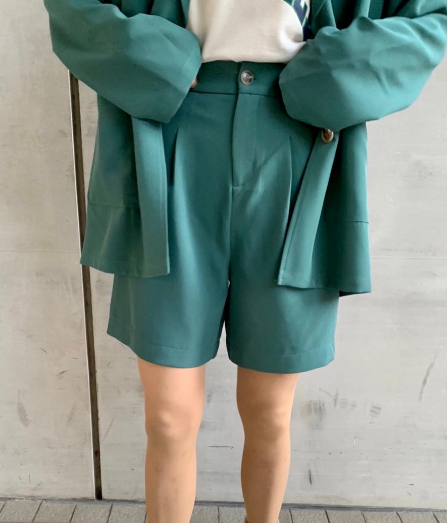 【New arrival】? RP234832T004ﾀｯｸﾊﾞﾐｭｰﾀﾞﾊﾟﾝﾂ▷¥2,530(税込)(店舗入荷中.ｵﾝﾗｲﾝ近日入荷)∥color∥white / check / green / black#retrogirl_ootd#レトロガール#レトロガールコーデ#トレンドファッション#プチプラコーデ #春カラー　#春コーデ　#セットアップ#バミューダパンツ　#テーラードジャケット #ベスト　#ベストコーデ