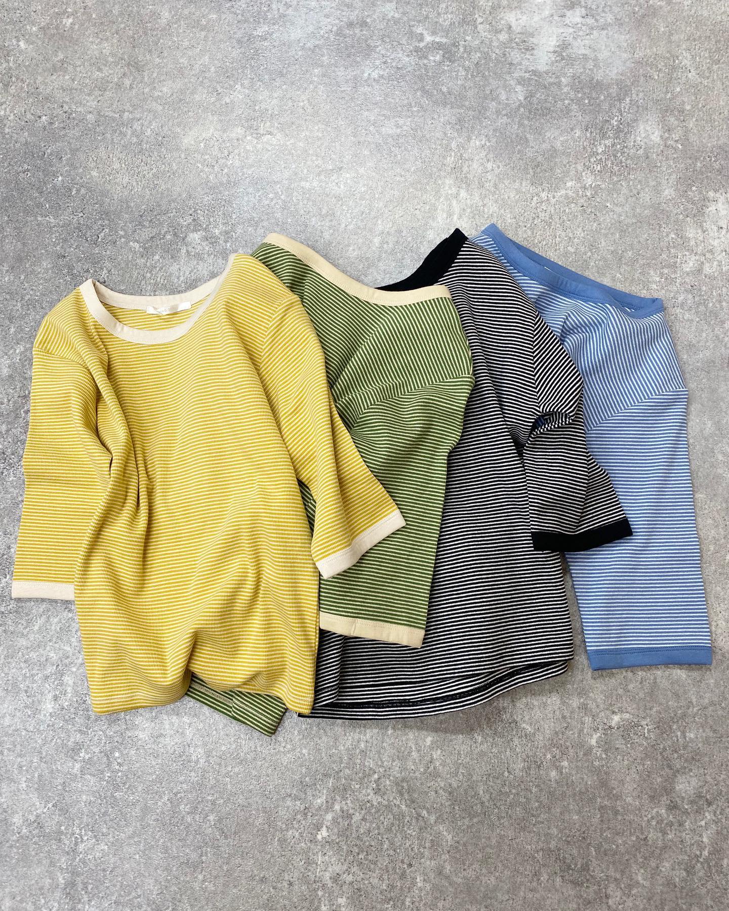 【new arrival】? RM257111N001ﾎﾞｰﾀﾞ-ﾃﾚｺ半袖Tee▷¥2,090(税込)(店舗入荷中.ｵﾝﾗｲﾝ近日入荷)∥color∥green / black / blue / yellow#retrogirl_ootd #レトロガール #レトロガールコーデ #プチプラアイテム #プチプラファッション #プチプラコーデ #春アイテム #春コーデ #トレンドアイテム #トレンドファッション #カラーコーデ #カラーアイテム #カラーファッション#半袖Tee #テレコ半袖