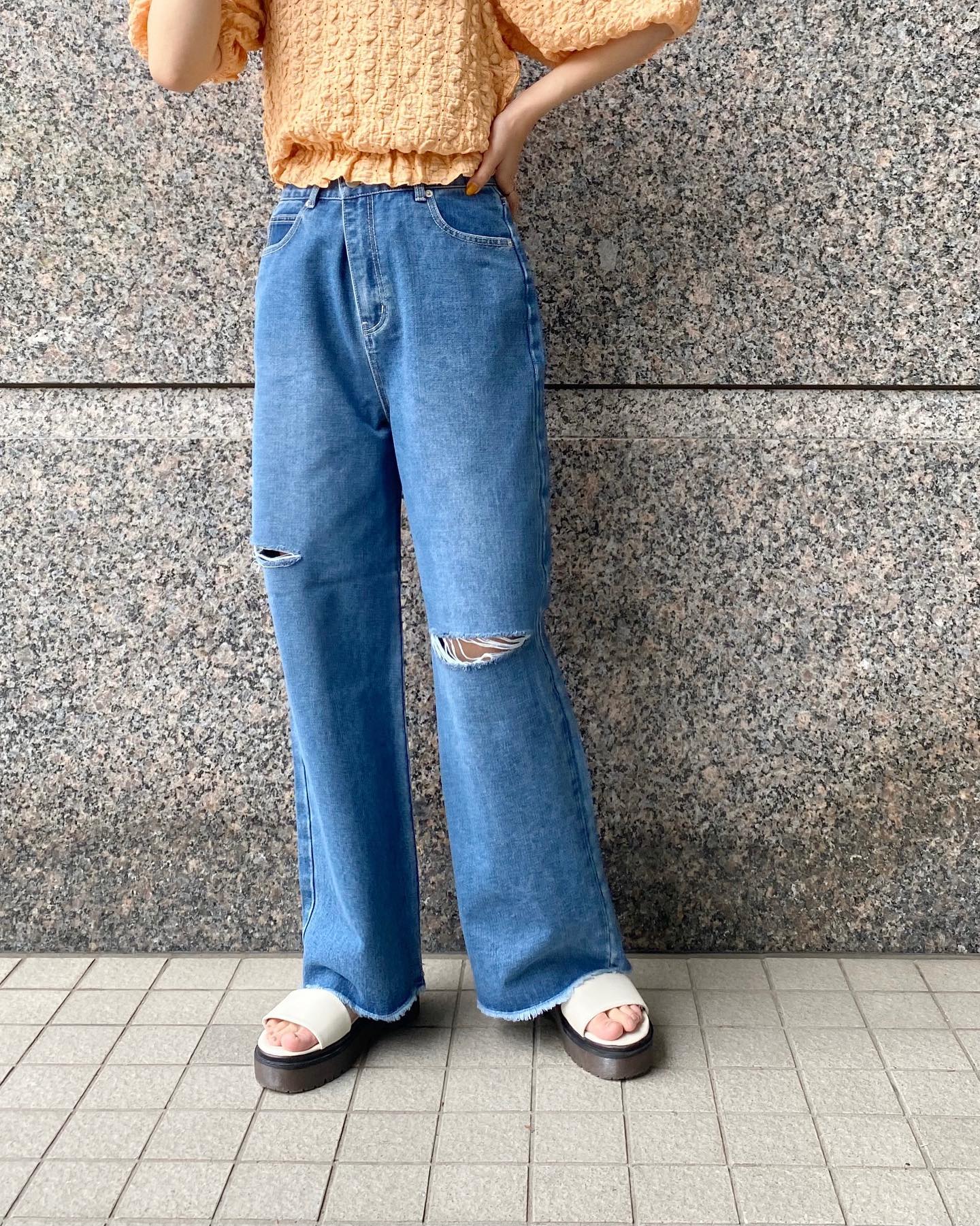 【new arrival】⁡? RA234832T008ﾀﾞﾒｰｼﾞﾃﾞﾆﾑﾊﾟﾝﾂ▷¥3,850(税込)(店舗入荷中.ｵﾝﾗｲﾝ近日入荷)⁡white / blue / breach#retrogirl_ootd #レトロガール #レトロガールコーデ #プチプラアイテム #プチプラファッション #プチプラコーデ #夏アイテム #夏コーデ #トレンドアイテム #トレンドファッション #カラーコーデ #カラーアイテム #パンツ#ダメージパンツ　#デニムパンツ