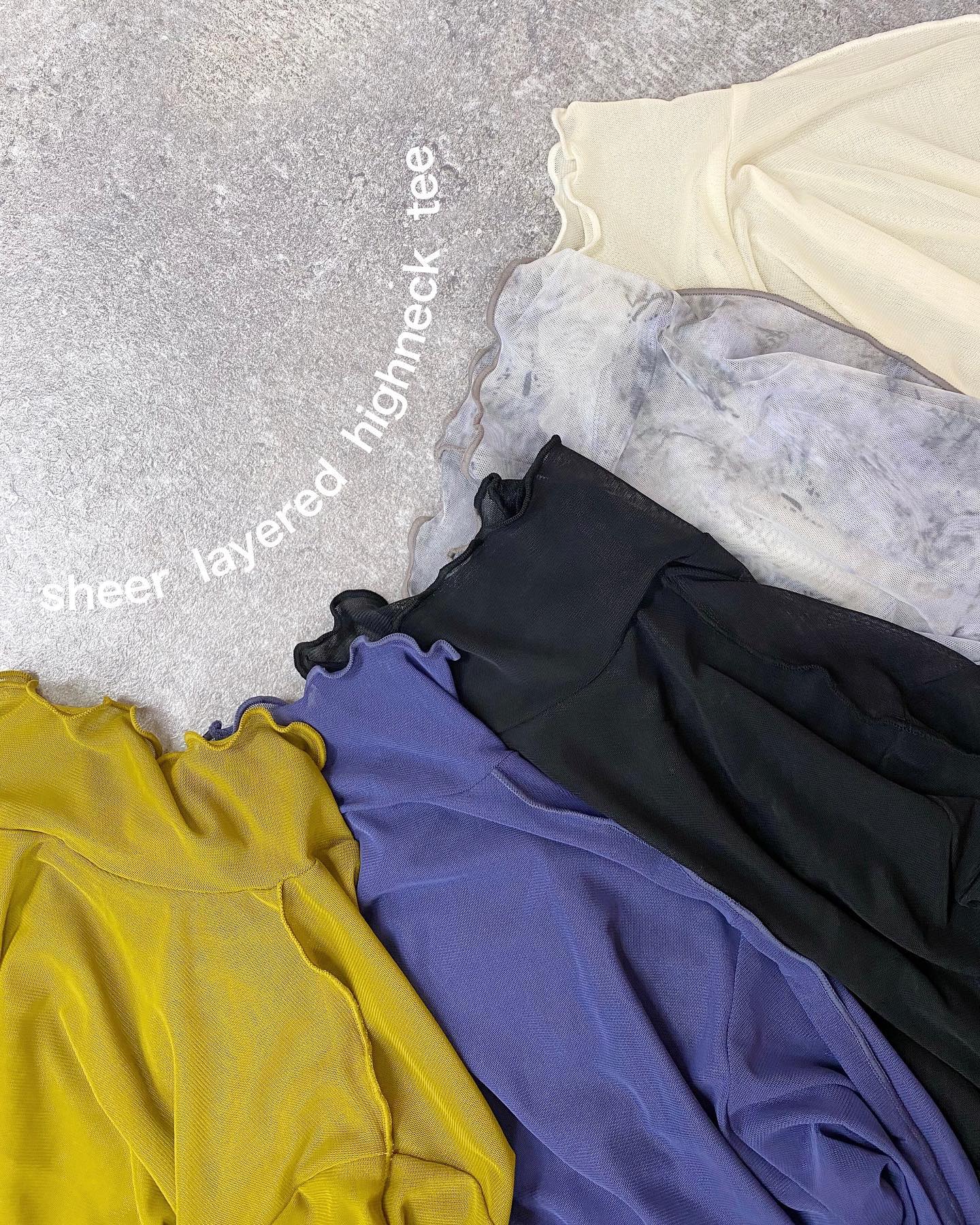 【new arrival】⁡? RA256411N001ｼｱｰﾚｲﾔｰﾄﾞﾊｲﾈｯｸｶｯﾄｿｰ▷¥1,870(税込)(店舗今週入荷.ｵﾝﾗｲﾝ近日入荷)white / gray / blue / yellow / black#retrogirl_ootd #レトロガール #レトロガールコーデ #プチプラアイテム #プチプラファッション #プチプラコーデ #夏アイテム #夏コーデ #秋アイテム　#秋カラー　#トレンドファッション　#ハイネックTee #シアーカットソー