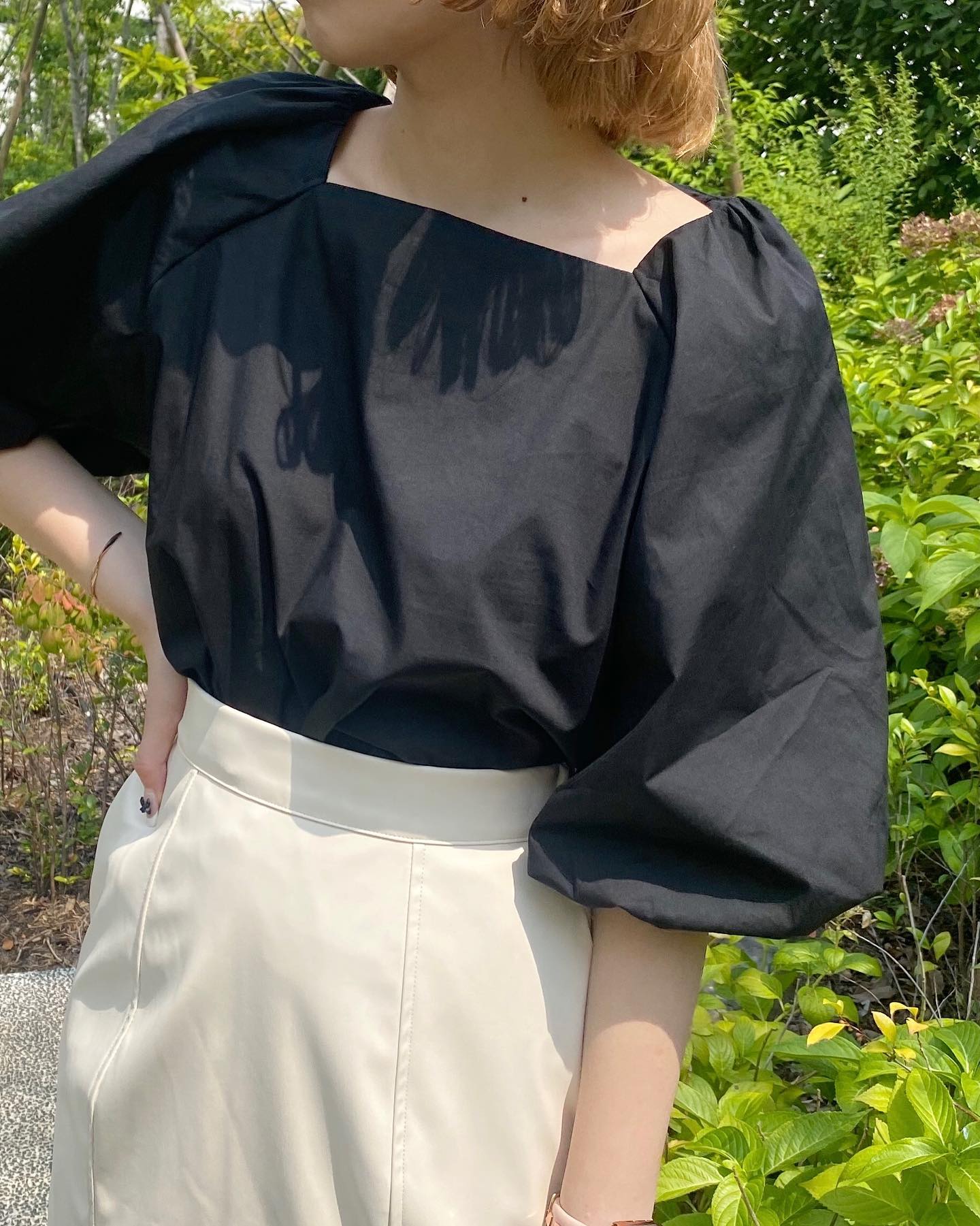 【new arrival】⁡? RE256923B001ﾊﾞｯｸﾘﾎﾞﾝﾊﾞﾙｰﾝ袖ブラウス▷¥2,750(税込)(店舗今週入荷.ｵﾝﾗｲﾝ近日入荷)white / green / black#retrogirl_ootd #レトロガール #レトロガールコーデ #プチプラアイテム #プチプラファッション #プチプラコーデ #夏アイテム #夏コーデ #秋アイテム　#秋カラー　#トレンドファッション　#バックリボン　#袖バルーン　#ﾊﾞﾙｰﾝそで