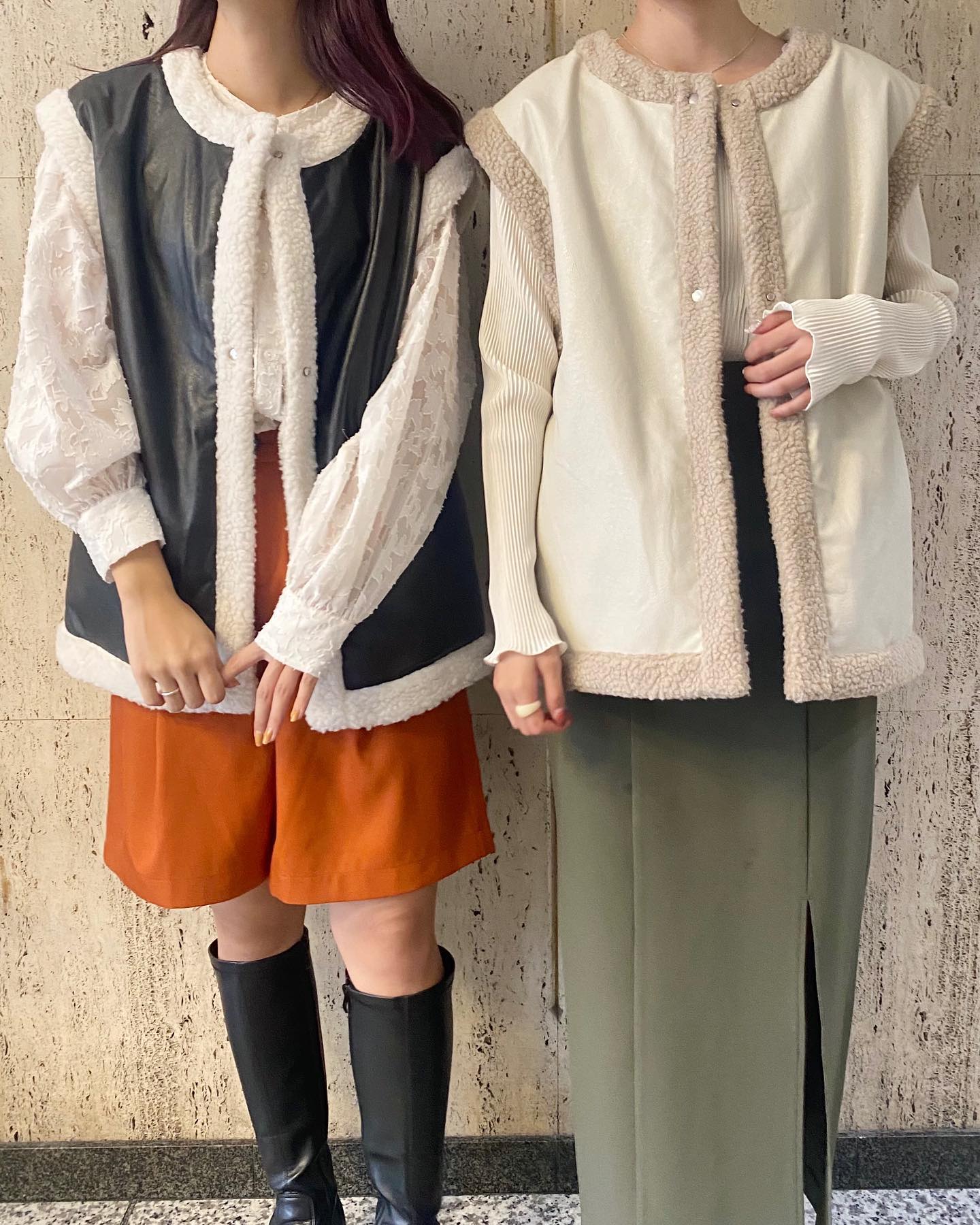 【new arrival】⁡?RW256921T002ﾌｪｲｸﾚｻﾞｰﾎﾞｱﾘﾊﾞｰﾍﾞｽﾄ▷¥4,950(税込)⁡(店舗今週入荷.ｵﾝﾗｲﾝ近日入荷)⁡white / black⁡#retrogirl_ootd #レトロガール #レトロガールコーデ #プチプラアイテム #プチプラファッション #プチプラコーデ  #秋アイテム　#秋カラー　#ベスト　#ベストコーデ　#ボアリバーベスト　#フェイクレザーベスト