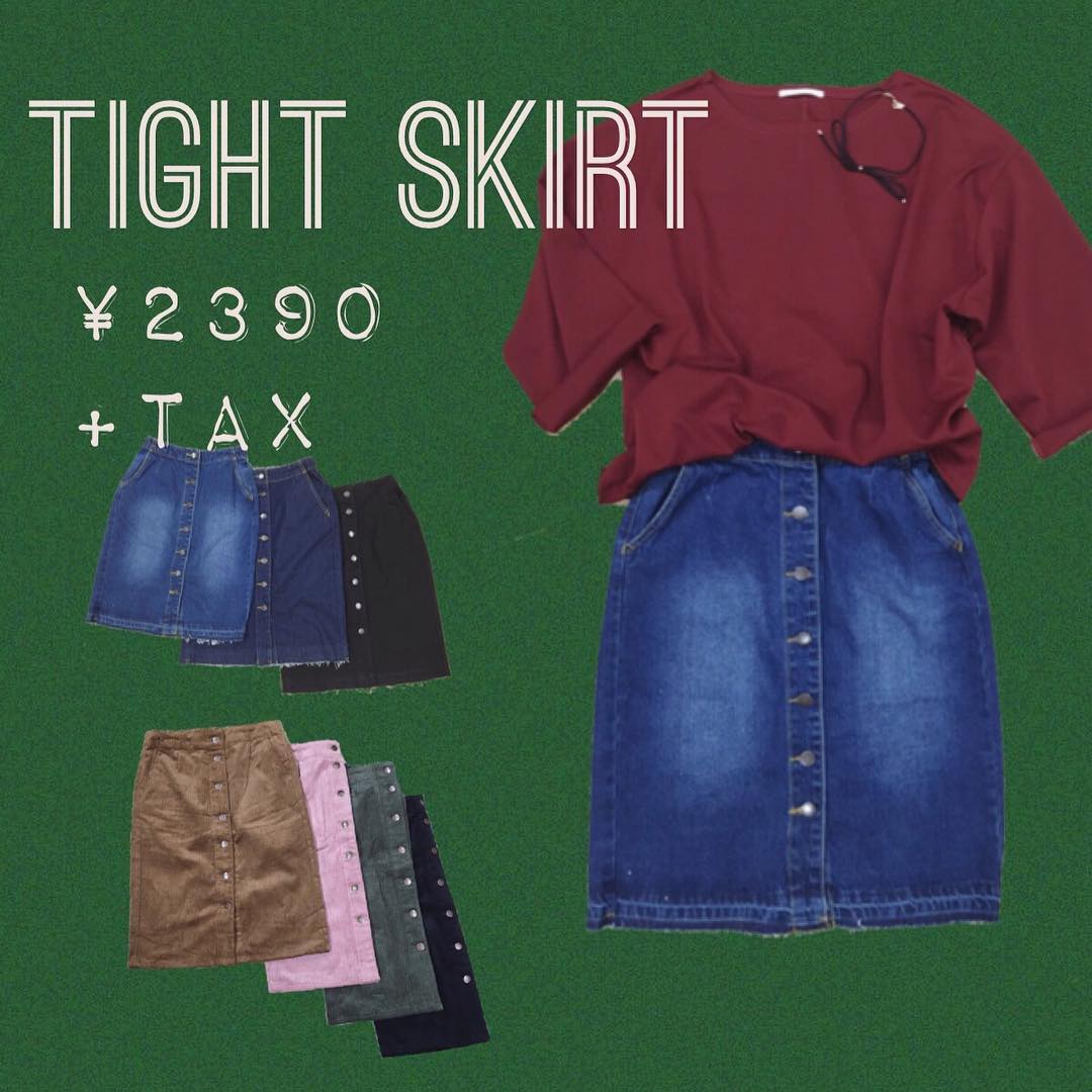 ■recommend item■人気のタイトスカートが長めの丈で大人っぽく合わせられちゃう .定番のデニムと秋先取りのコーデュロイでカラーバリエーションも豊富です .いつものミニタイトに飽きちゃった方や足を出すのに抵抗ある方にもオススメ️ .ぜひ店頭で見てみてください︎︎ #retrogirl#レトロガール#タイトスカート#デニム#コーデュロイ#カジュアル#プチプラ#プチプラコーデ#fashion