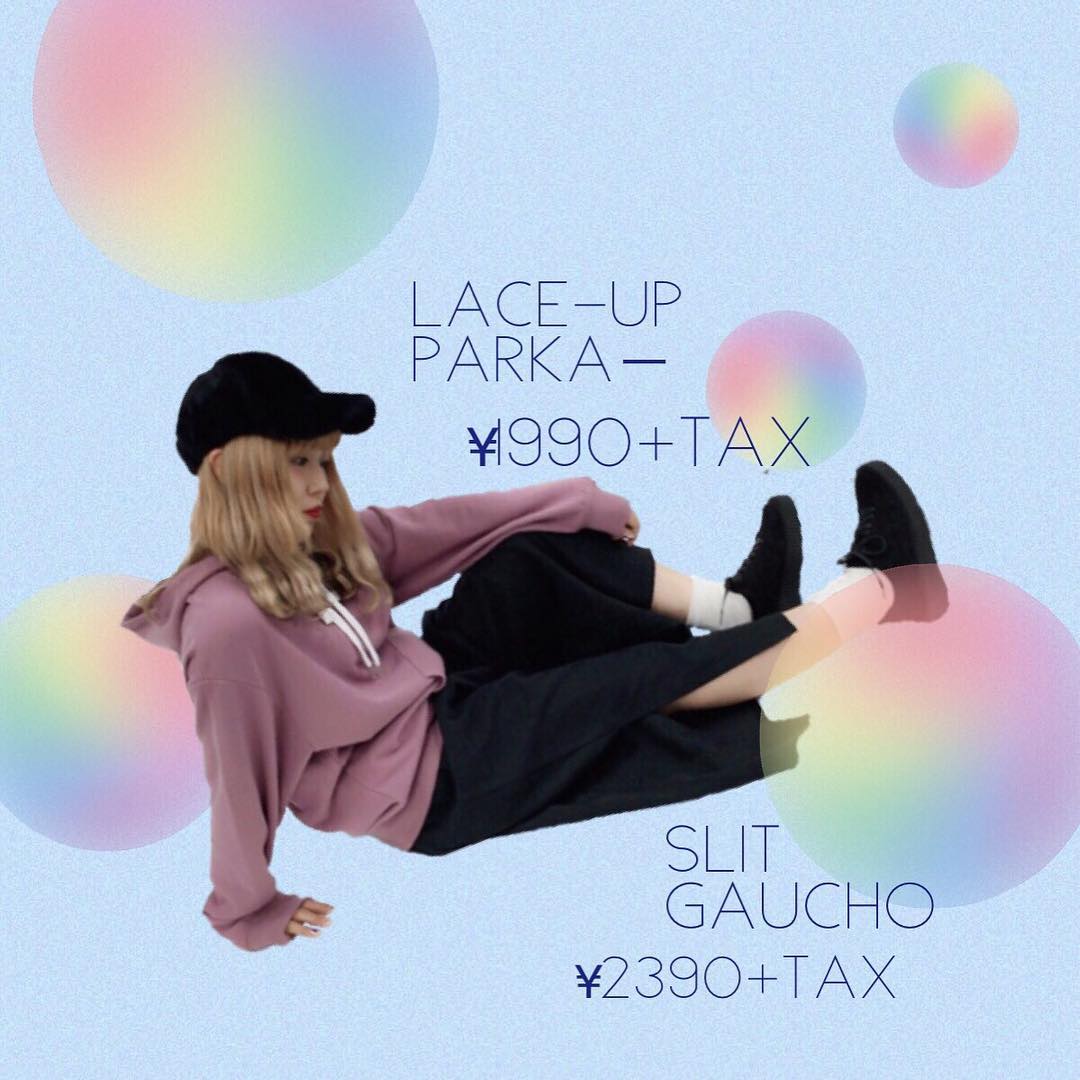 .▽▲new arrival▲▽..ムラサキみたいなピンクみたいなくすんだ色が気になる?.ガウチョもスリット入りでこれまでとは違った新鮮味が◎.キャップやスニーカーを合わせてカジュアルに着崩して..tops ¥1,990＋taxbottom ¥2,390＋tax..#レトロガール#retrogirl#プチプラ#ファッション