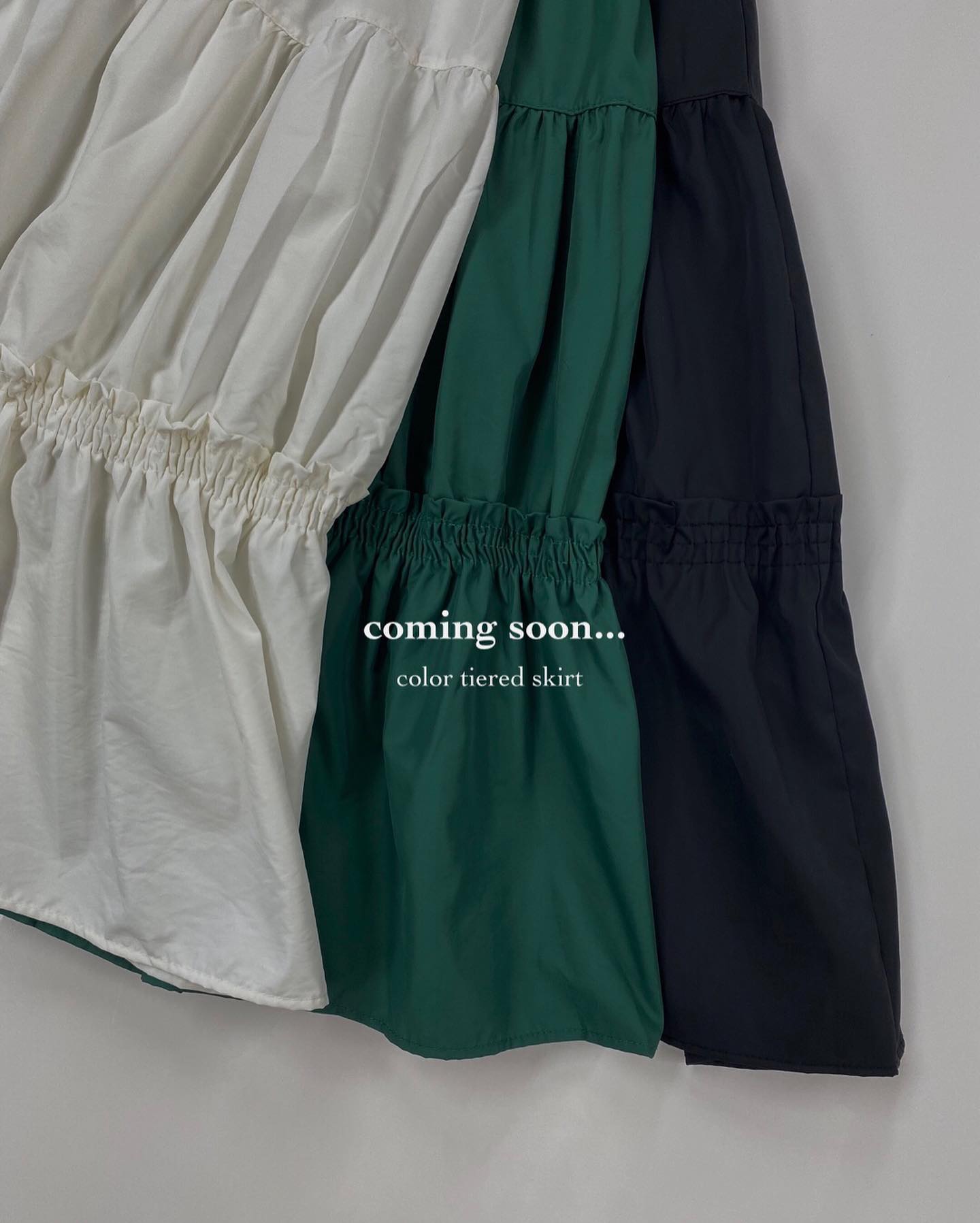 " coming soon... "⁡⁡︎カラーティアードスカート ¥3,850⁡⁡今週末より順次店舗入荷予定です。お楽しみに…♡⁡⁡⁡⁡  ⁡⁡ #urmelty #ユアメルティ #スカート #ティアードスカート #カラースカート #デザインスカート #スカートコーデ #カラースカートコーデ #ティアードスカートコーデ #デザインスカートコーデ  #ホワイトコーデ #グリーンコーデ #ブラックコーデ #ガーリーコーデ #ガーリーアイテム #春アイテム #春コーデ #韓国っぽ #韓国っぽコーデ #韓国ファッション #韓国風 #コリヨジャ #オトジョ #大人女子 #オトジョコーデ