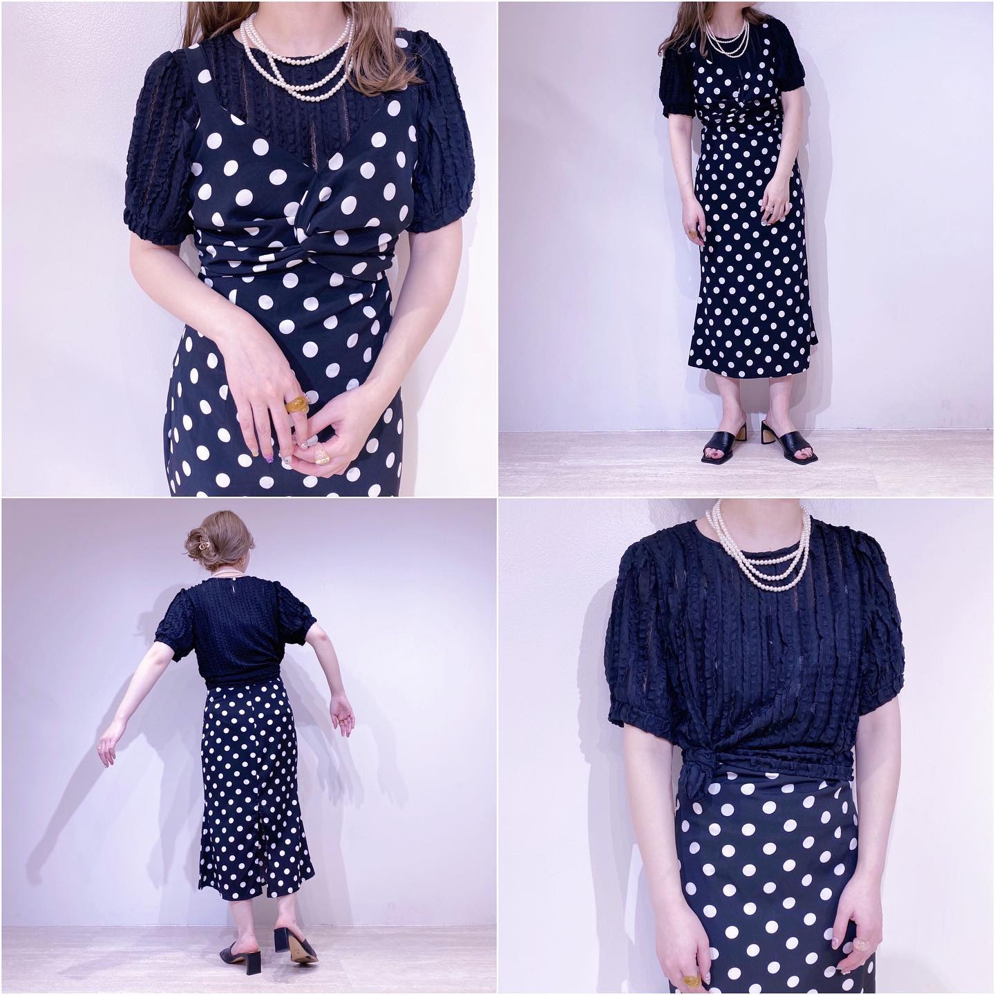 " new item ! "⁡⁡トップスの重ね方次第で２つのコーデを楽しんで頂けます。⁡⁡︎フリルライントップス ¥2,970⁡︎裾マーメイドキャミワンピ ¥3,850⁡⁡⁡人気アイテムになりますのでぜひお早めにご覧下さいませ♡  ⁡⁡⁡⁡⁡ #urmelty #ユアメルティ #フリルトップス #フリルアイテム #フリルデザイントップス #デザイントップス #フリルトップスコーデ #マーメイドワンピース #ワンピース #キャミワンピース #ドット柄ワンピース #ワンピースコーデ #キャミワンピースコーデ #ドットコーデ  #ブラックコーデ #ガーリーコーデ #ガーリーアイテム #春アイテム #春コーデ #韓国っぽ #韓国っぽコーデ #韓国ファッション #韓国風 #コリヨジャ #オトジョ #大人女子 #オトジョコーデ